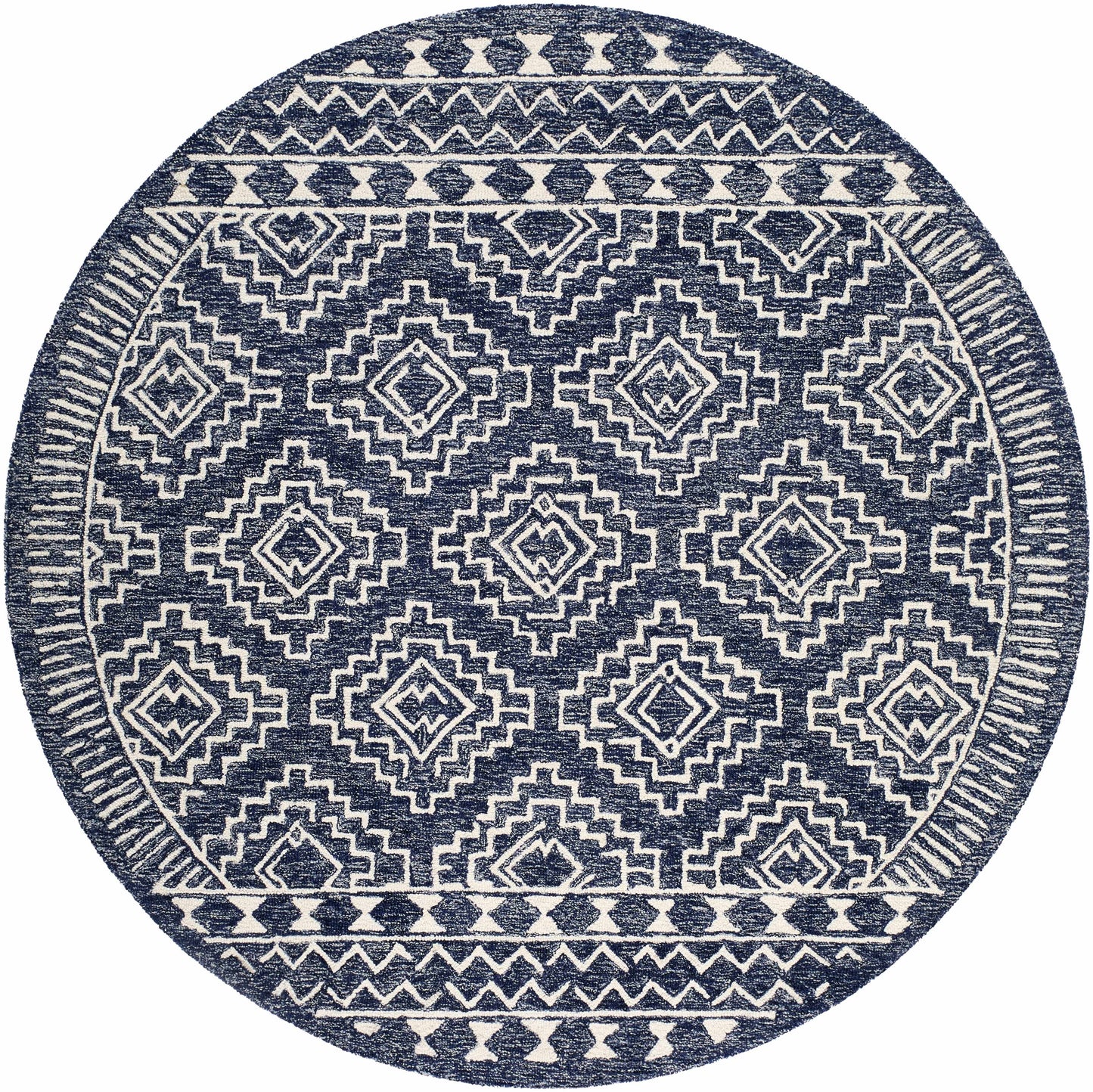 Navy Blue Updated Traditional Wool Rug - Boutique Rugs