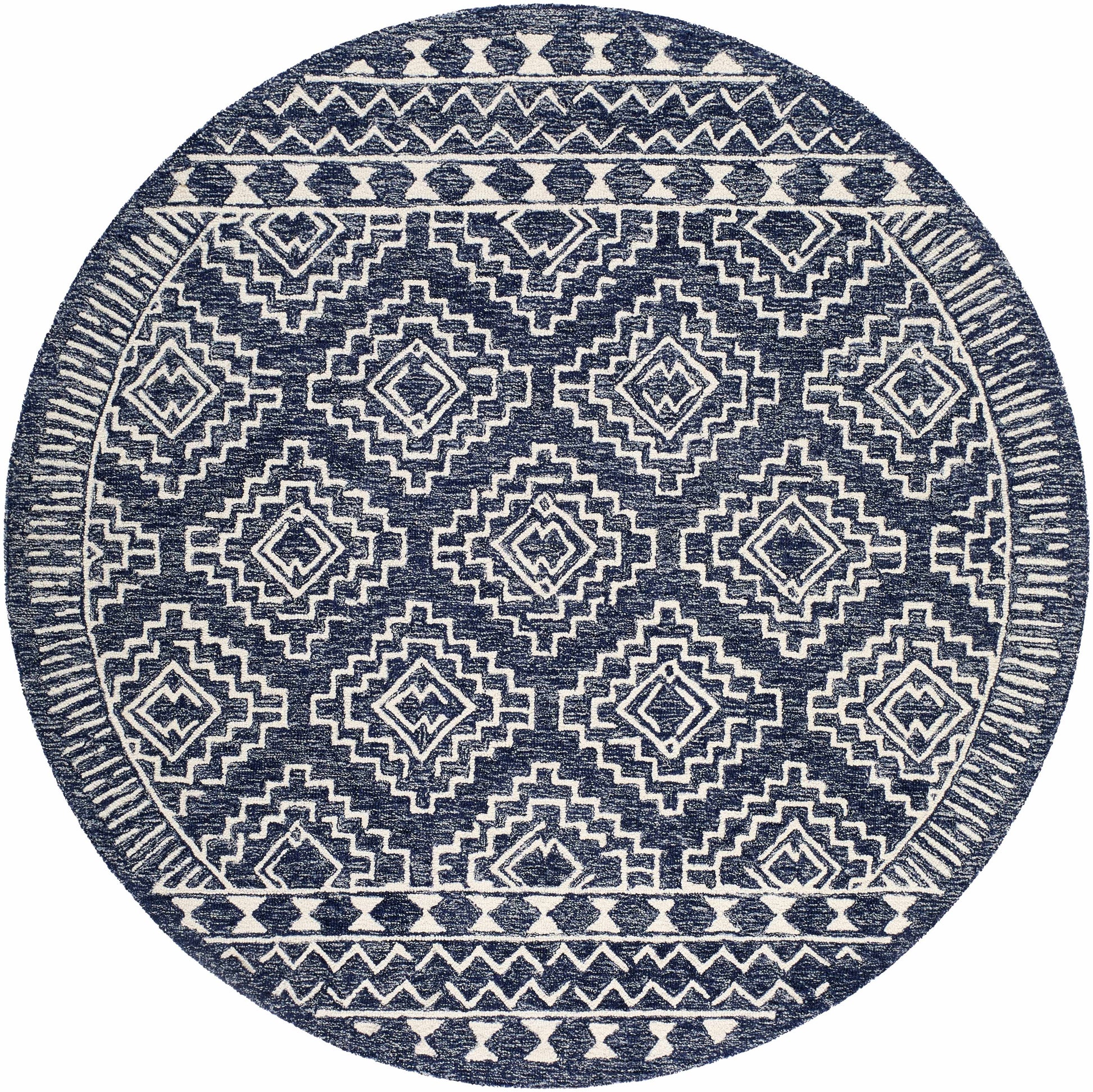 Navy Blue Updated Traditional Wool Rug - Boutique Rugs