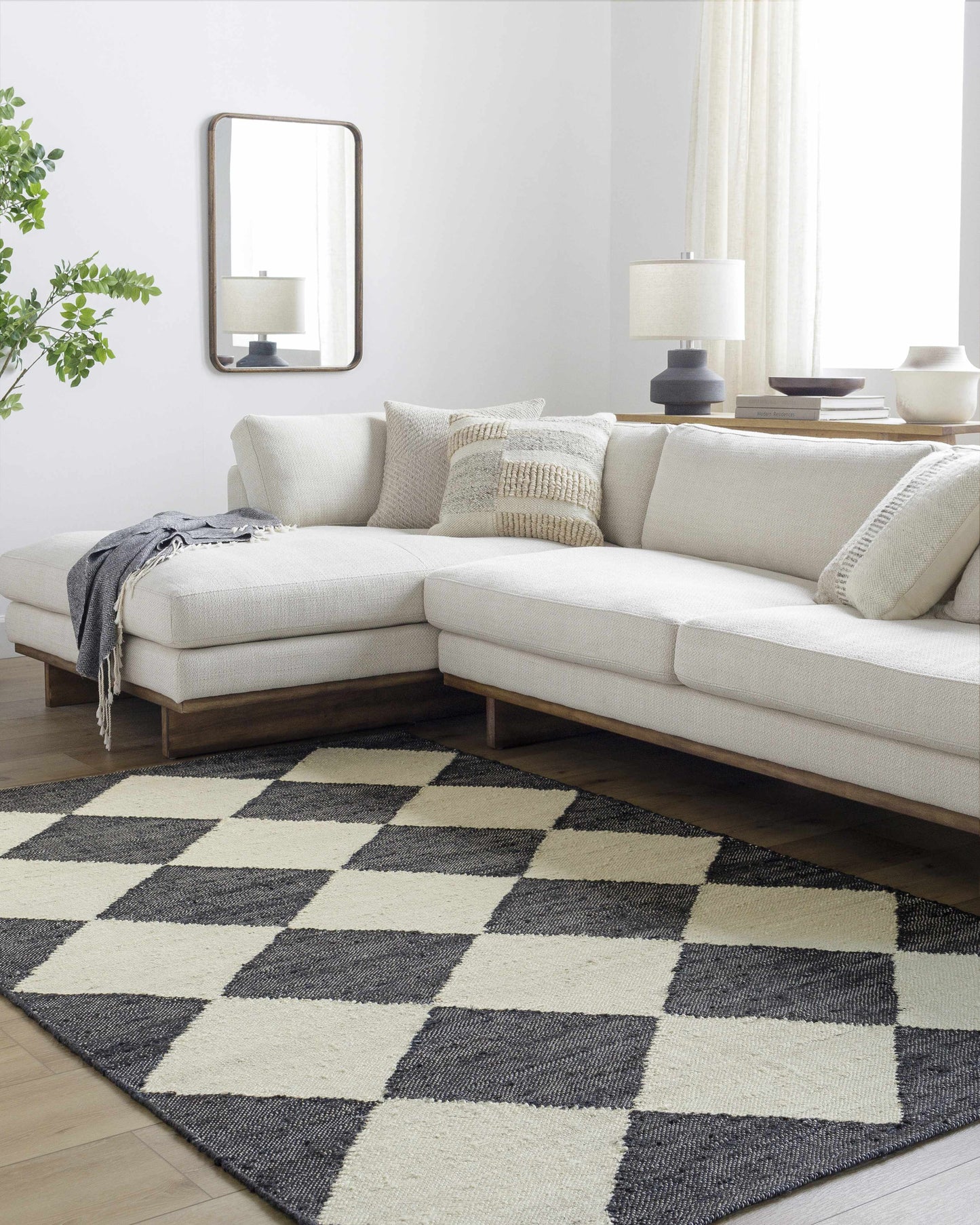 Black Diamonds Jute Rug - Boutique Rugs