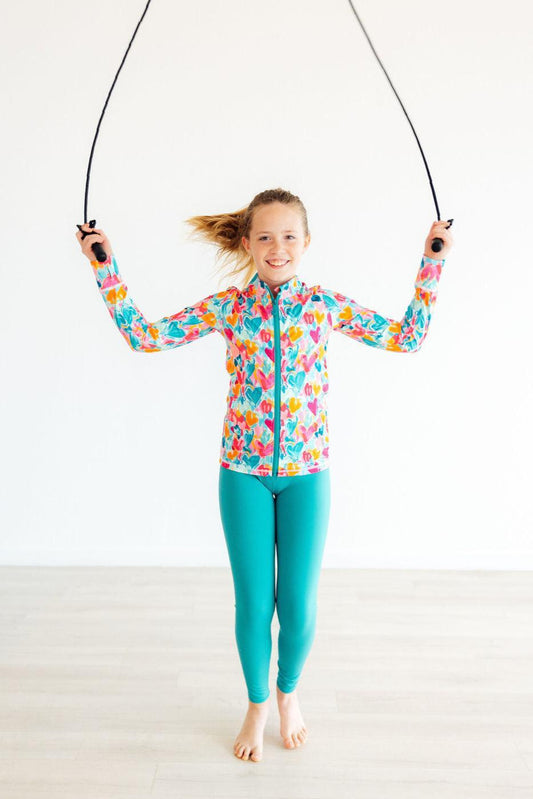 Heart Hustle Ruffle Activewear Zip Jacket - Mila & Rose ®