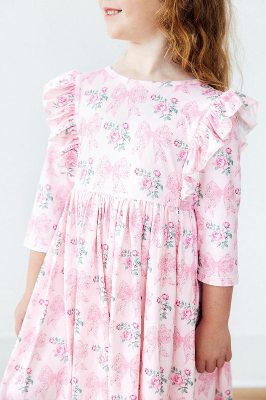 Heirloom Garden 3/4 Sleeve Ruffle Twirl Dress - Mila & Rose ®