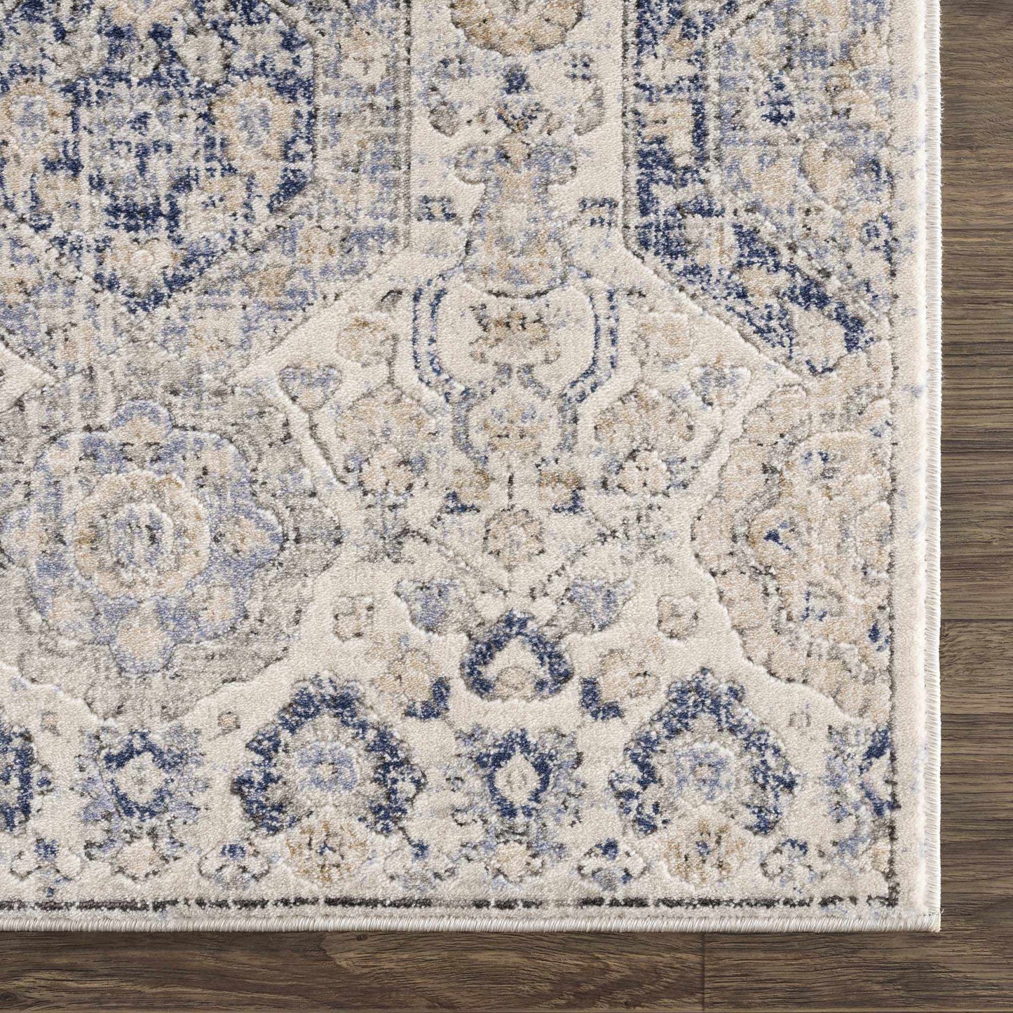 Parkerfield Cream & Blue Area Rug - Boutique Rugs