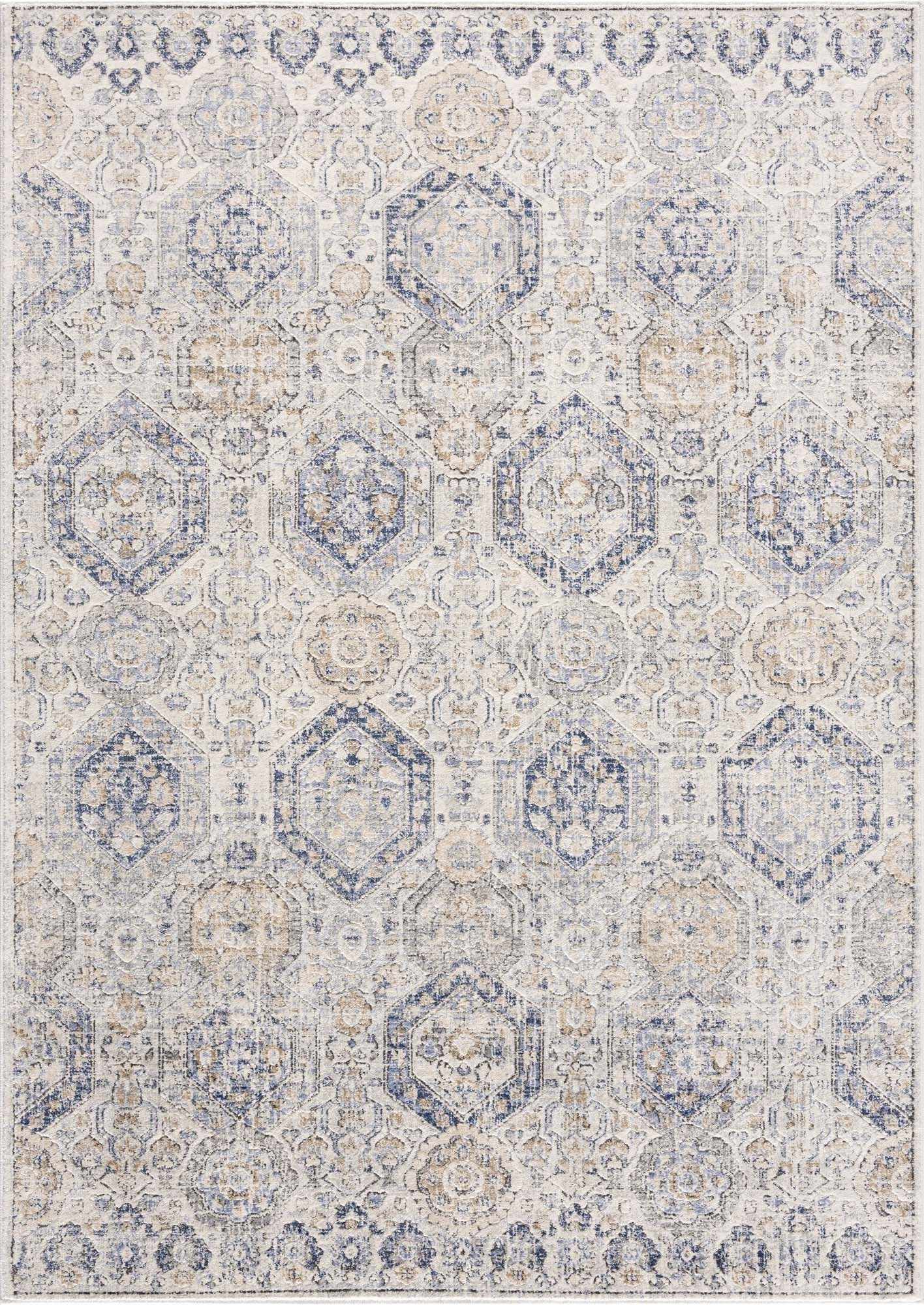 Parkerfield Cream & Blue Area Rug - Boutique Rugs
