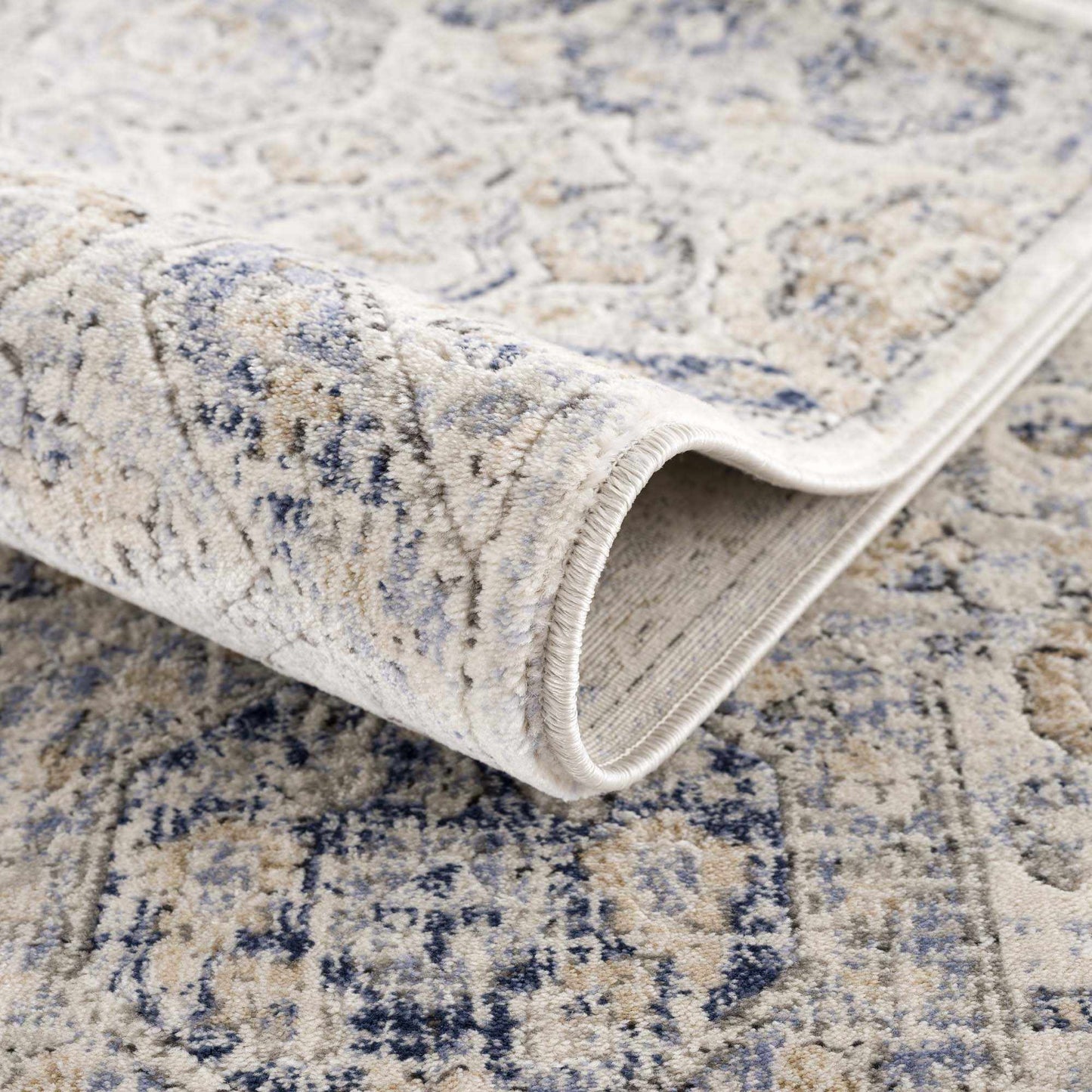 Parkerfield Cream & Blue Area Rug - Boutique Rugs