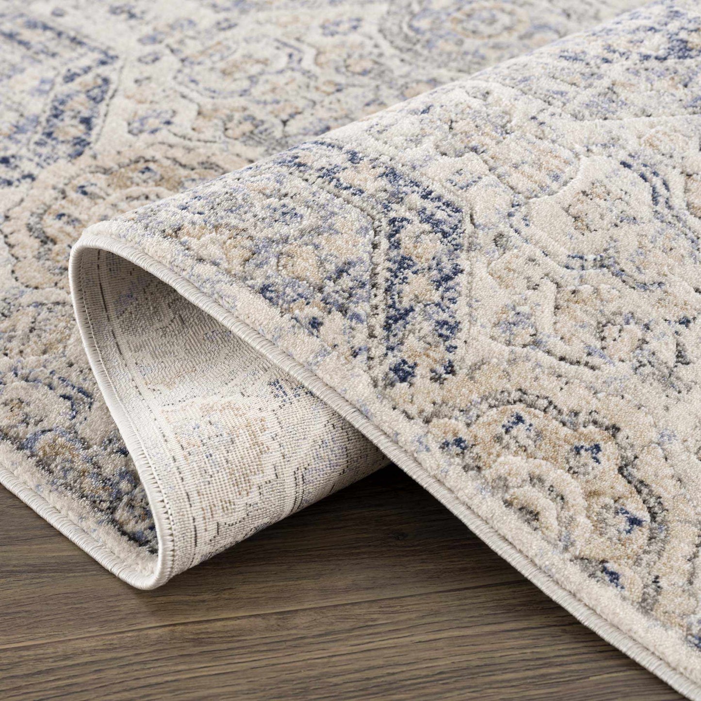 Parkerfield Cream & Blue Area Rug - Boutique Rugs