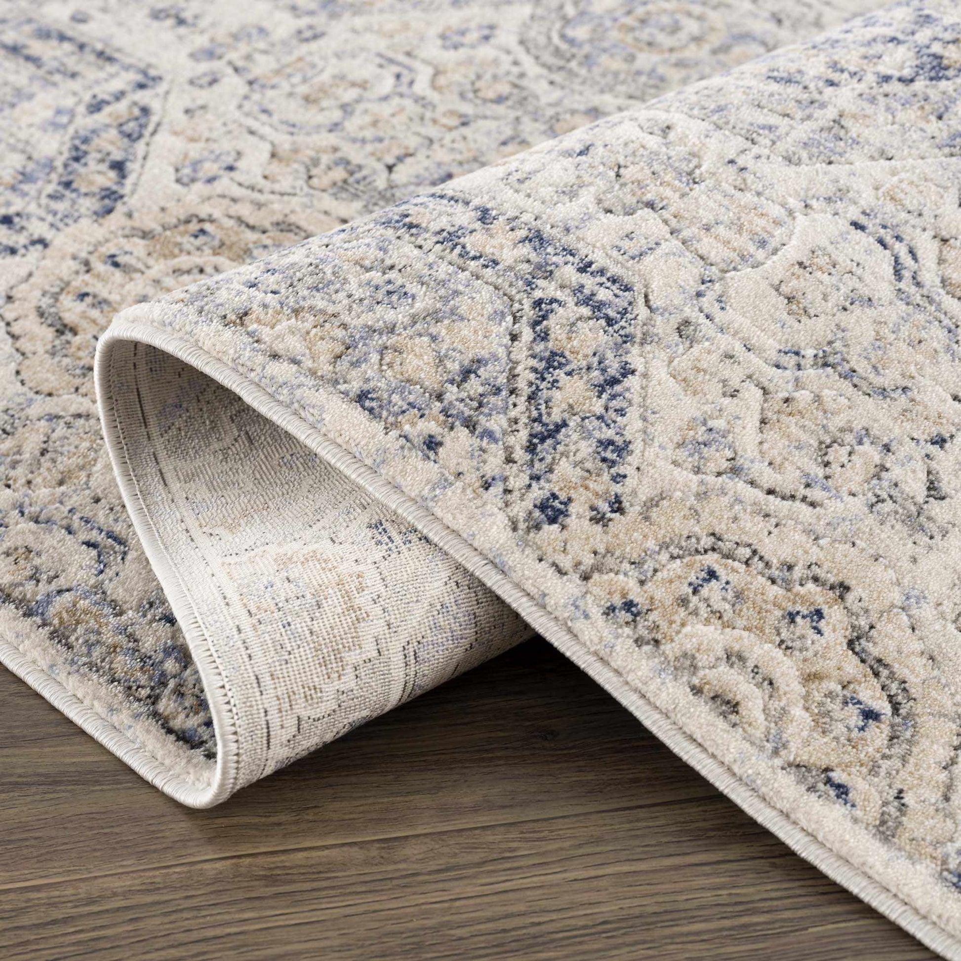 Parkerfield Cream & Blue Area Rug - Boutique Rugs