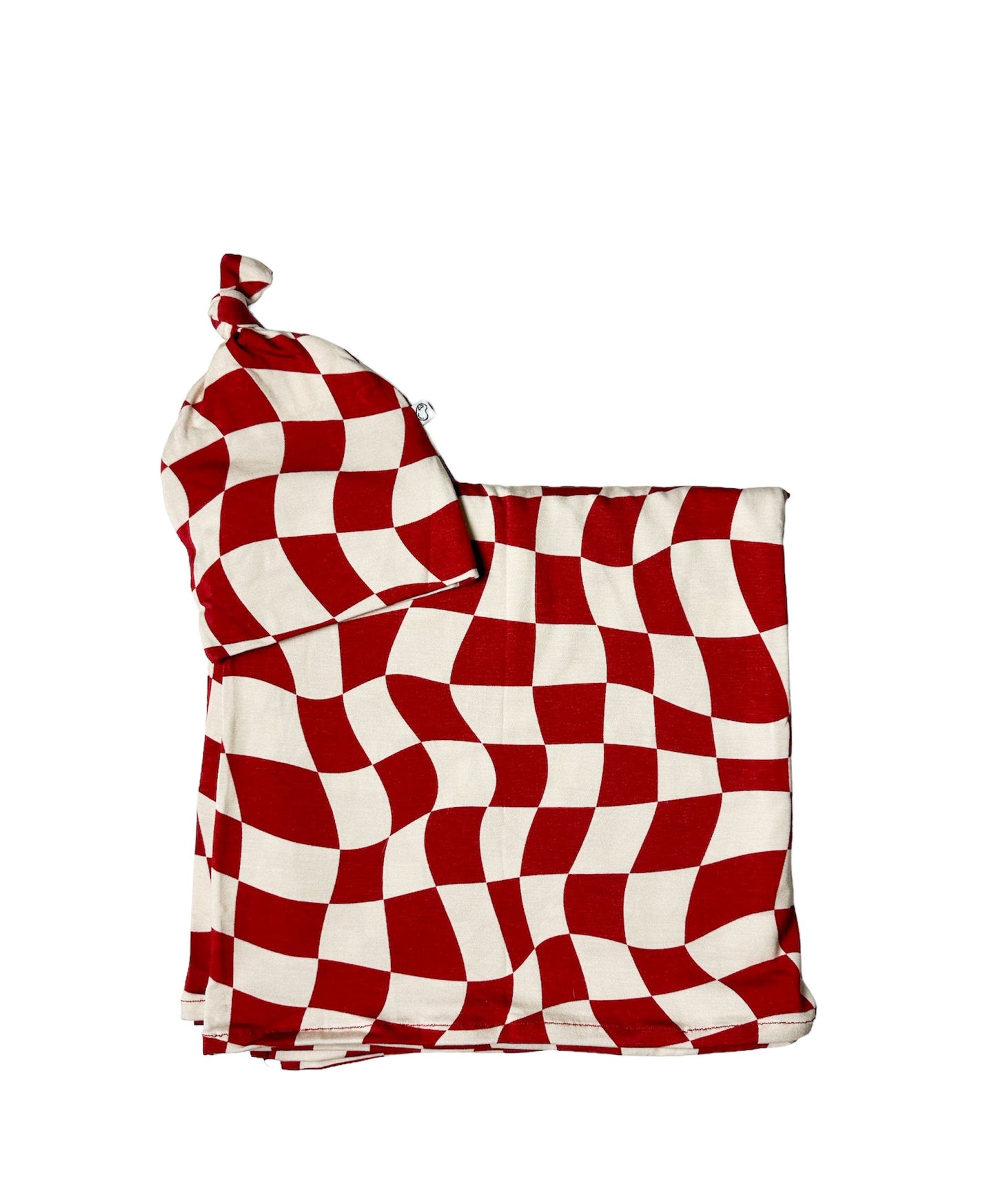 Retro Checkerboard Swaddle/ Beanie Set