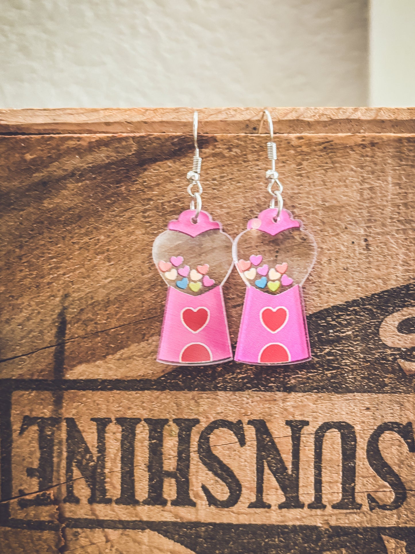 Adorable Acrylic Gumball Heart Earrings