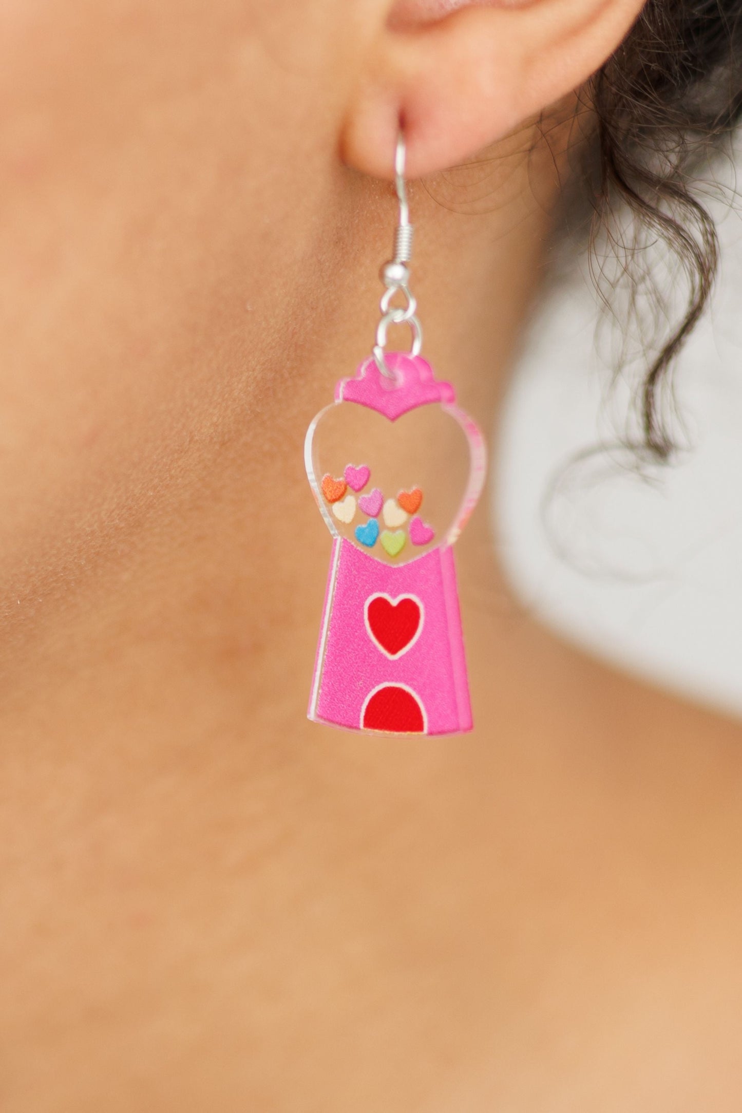 Adorable Acrylic Gumball Heart Earrings