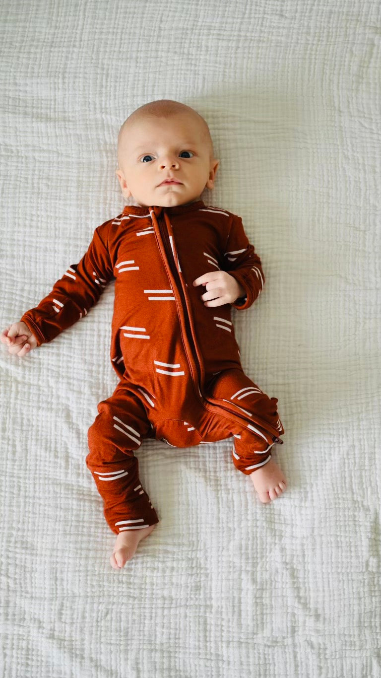 Rustic Lines | Bamboo Zip Romper