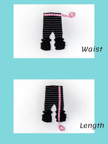 Girl’s pin striped ruffle black white striped baby leggings with ruffled cuffs