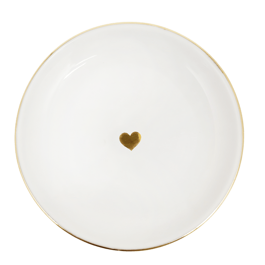 Plato para joyas con forma de corazón de oro