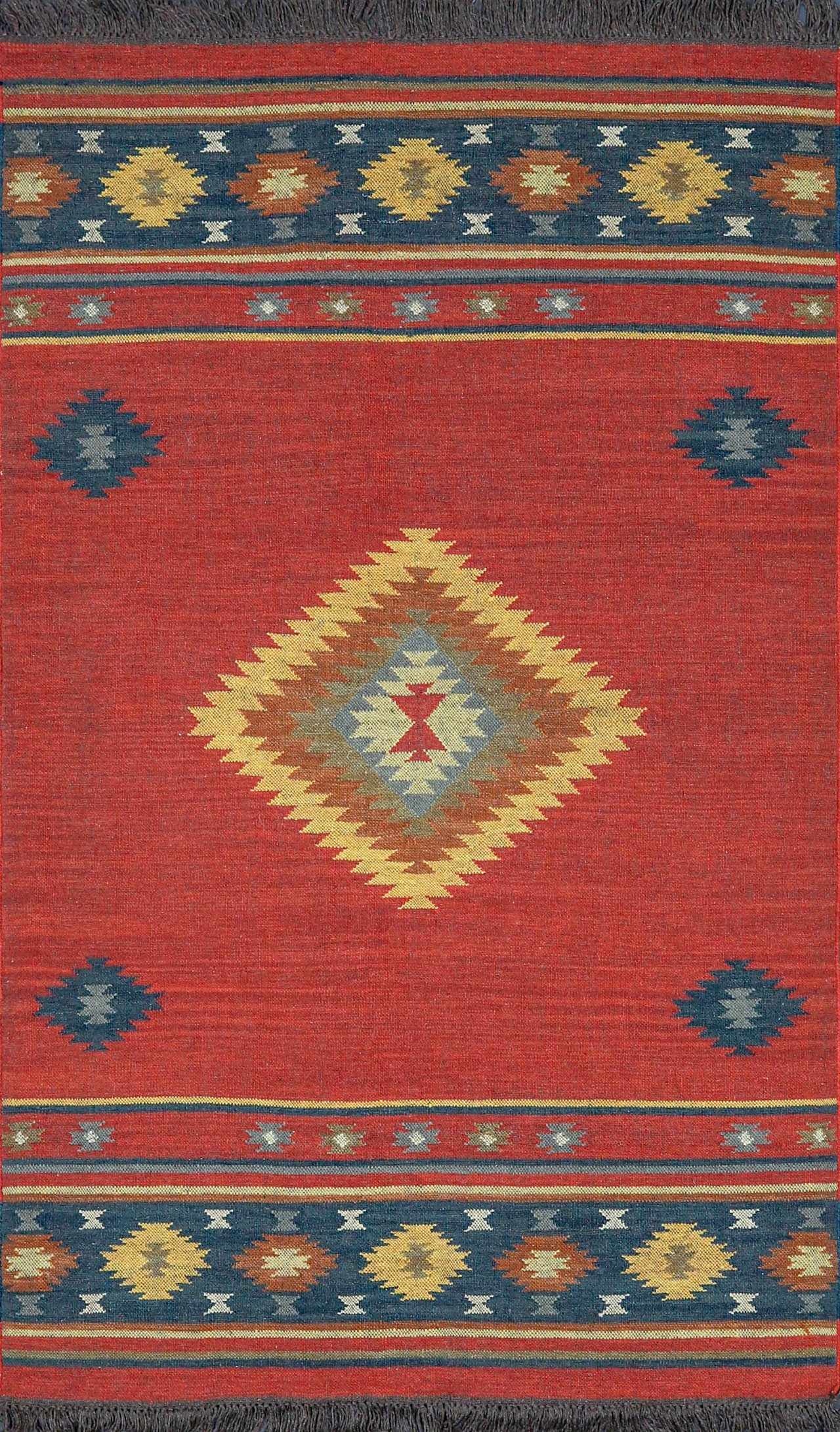 Red Navy Blue Traditional Wool Area Rug - Boutique Rugs