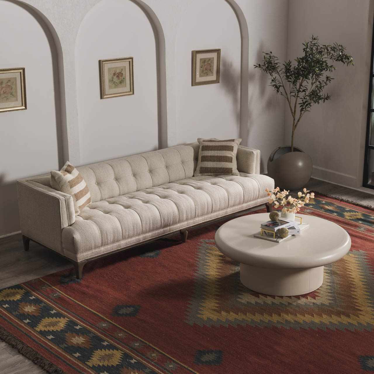 Red Navy Blue Traditional Wool Area Rug - Boutique Rugs