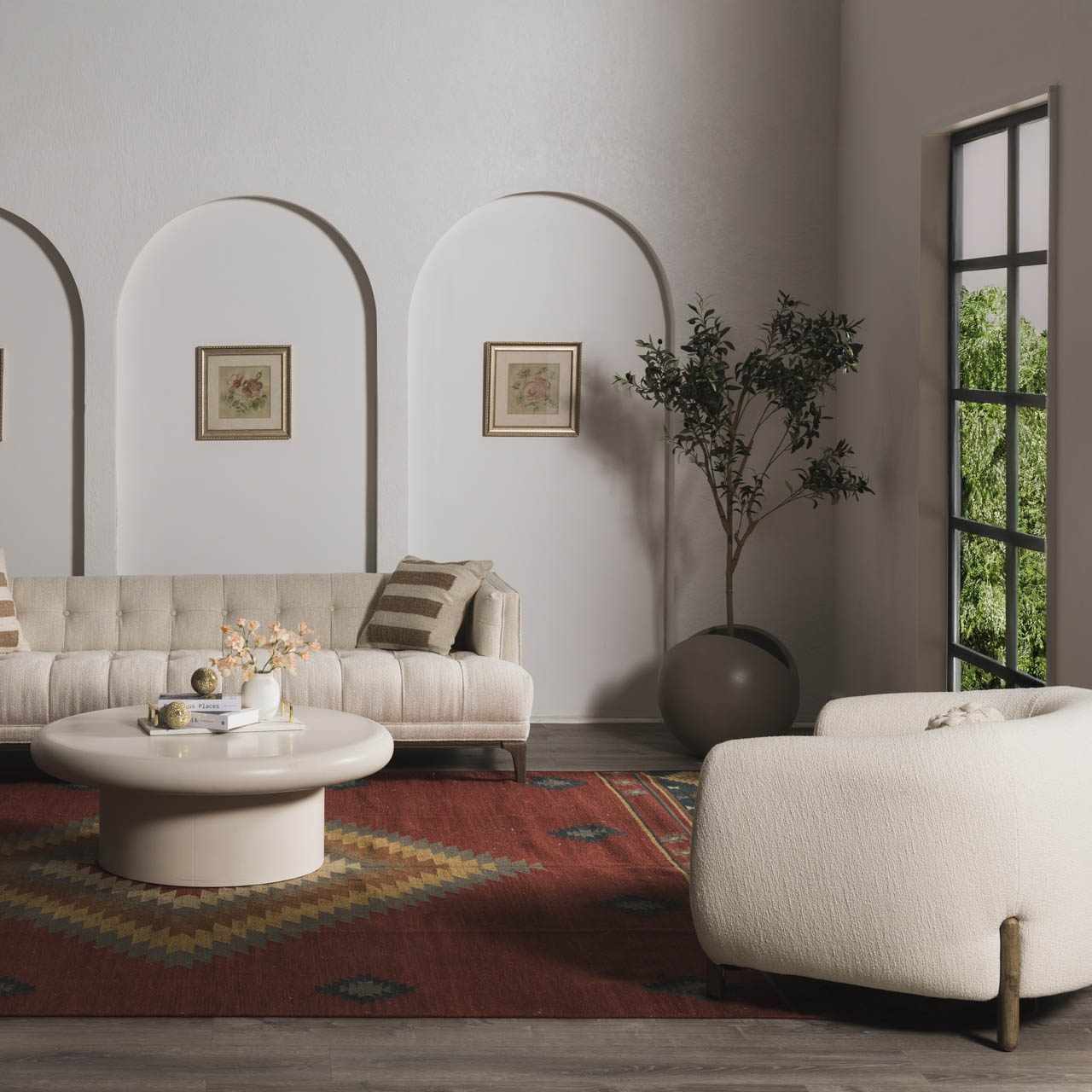 Red Navy Blue Traditional Wool Area Rug - 3’6’’ x 5’6’’ Rectangle - Boutique Rugs