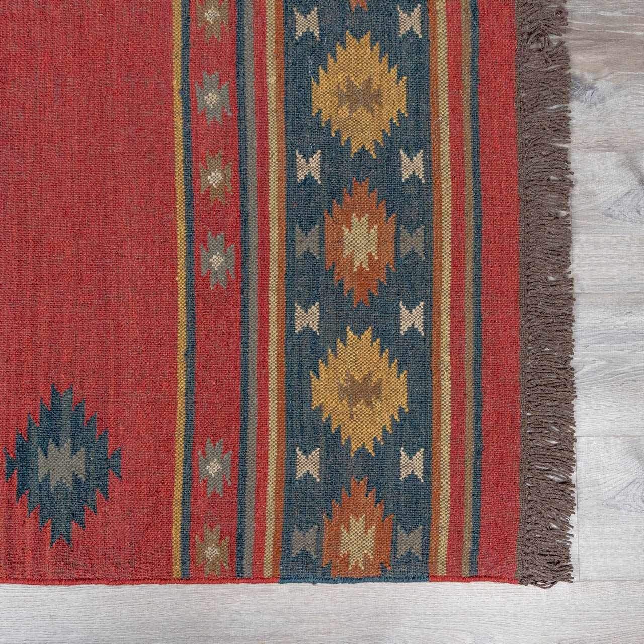 Red Navy Blue Traditional Wool Area Rug - Boutique Rugs