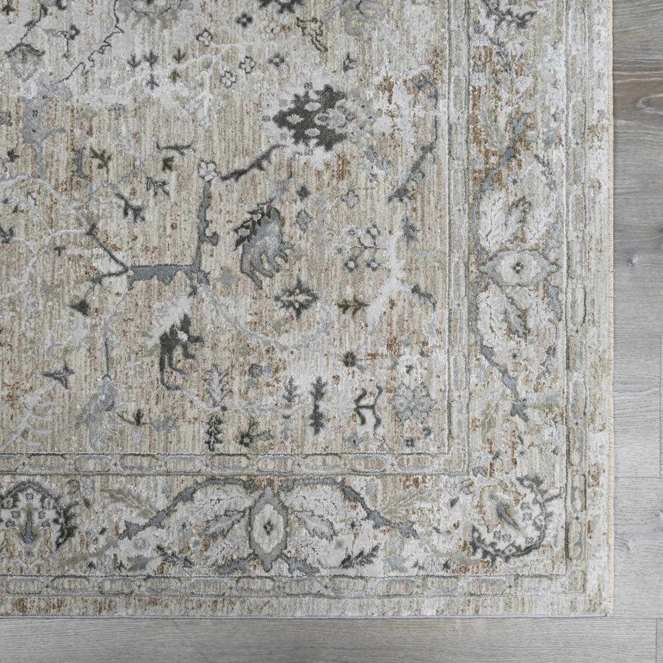Gray Pink Traditional Wool Area Rug - Boutique Rugs