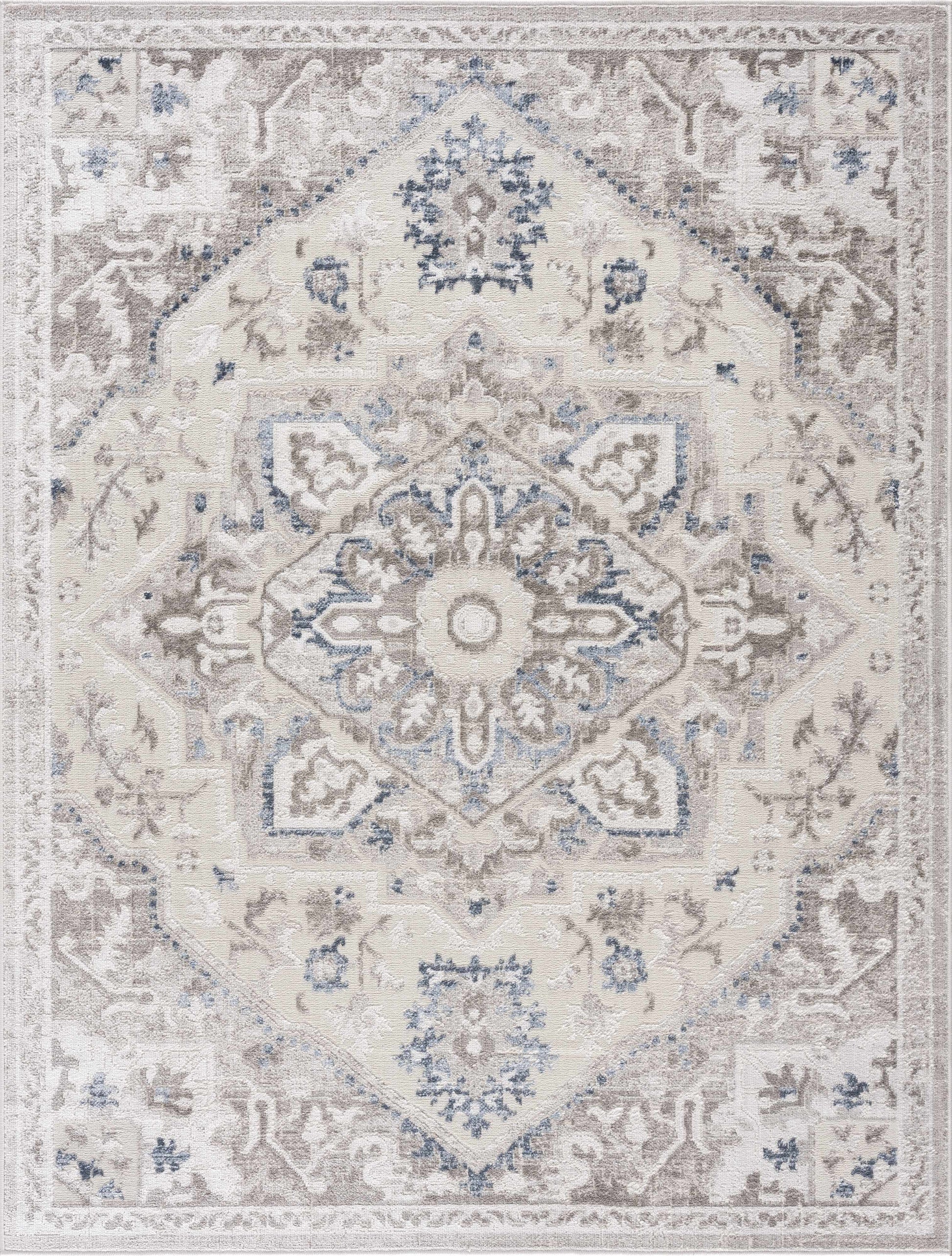 Bakir Blue Hues Gray Medallion Area Rug - Limited Edition - Boutique Rugs