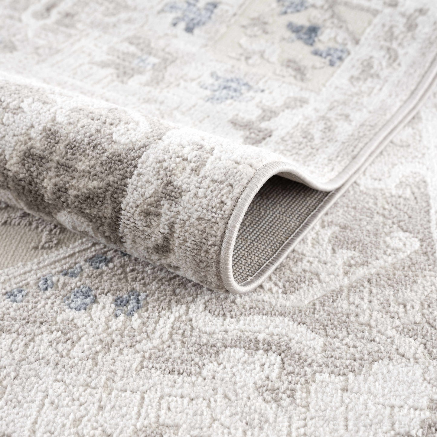 Bakir Blue Hues Gray Medallion Area Rug - Limited Edition - Boutique Rugs