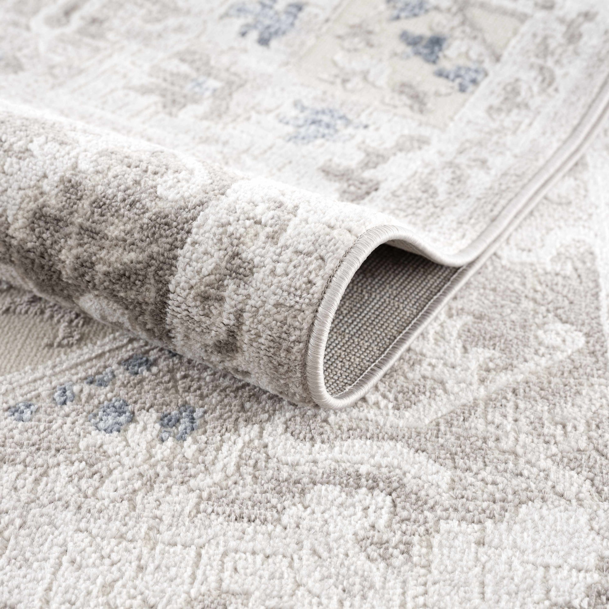 Bakir Blue Hues Gray Medallion Area Rug - Limited Edition - Boutique Rugs