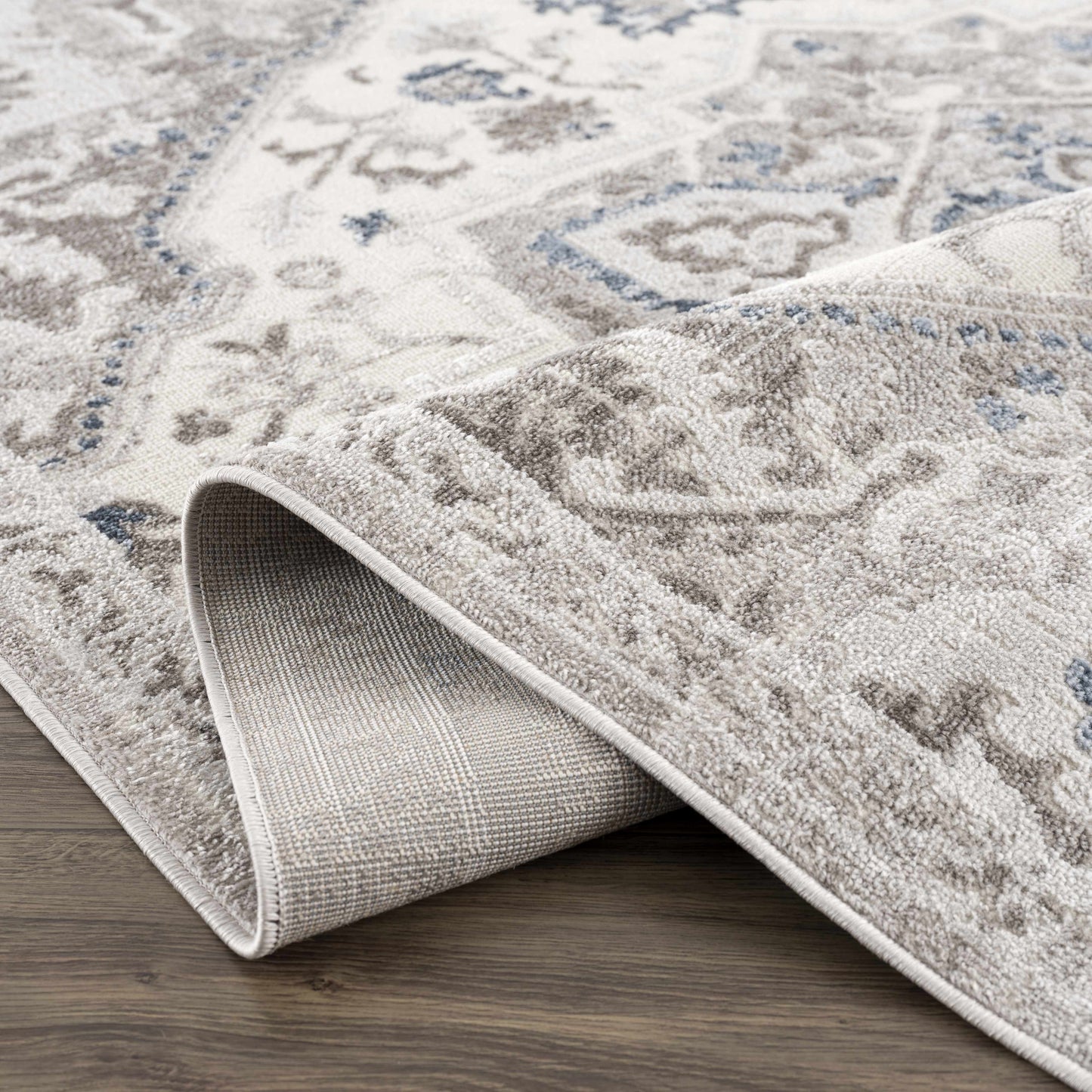 Bakir Blue Hues Gray Medallion Area Rug - Limited Edition - Boutique Rugs