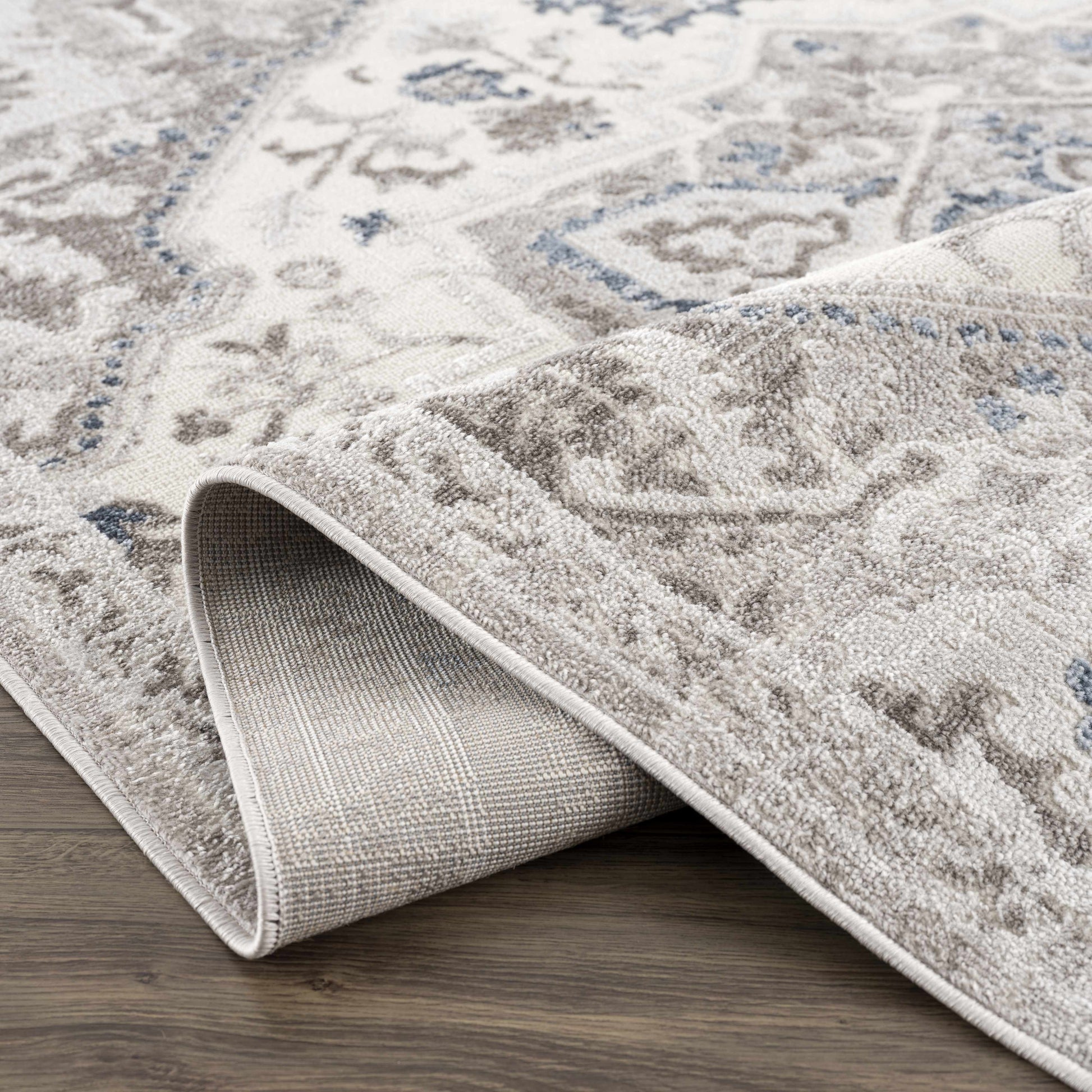 Bakir Blue Hues Gray Medallion Area Rug - Limited Edition - Boutique Rugs