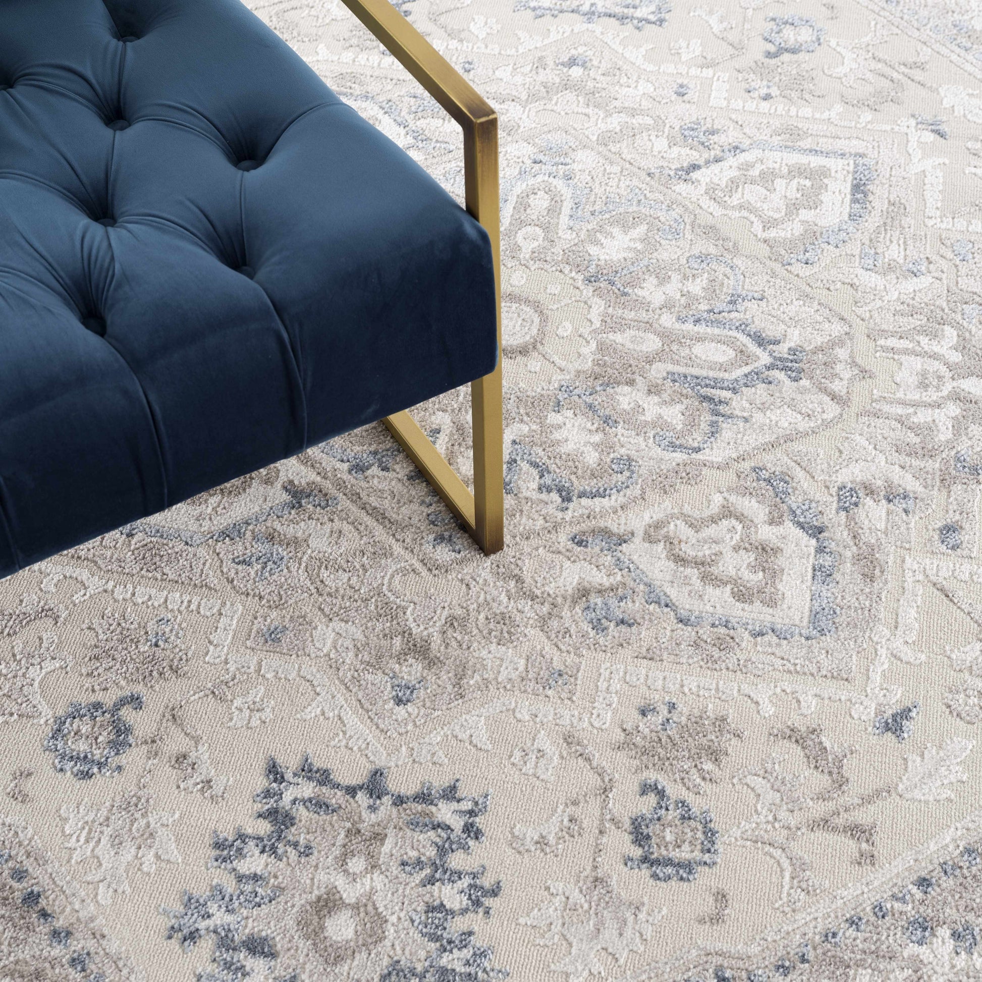 Bakir Blue Hues Gray Medallion Area Rug - Limited Edition - Boutique Rugs