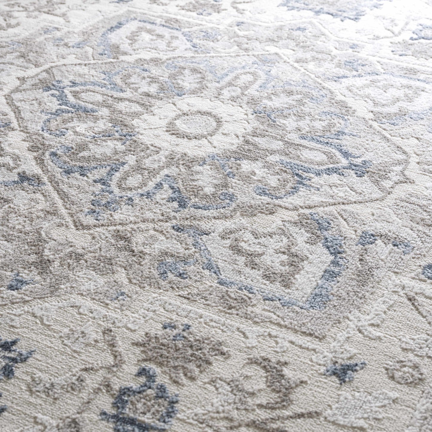 Bakir Blue Hues Gray Medallion Area Rug - Limited Edition - Boutique Rugs