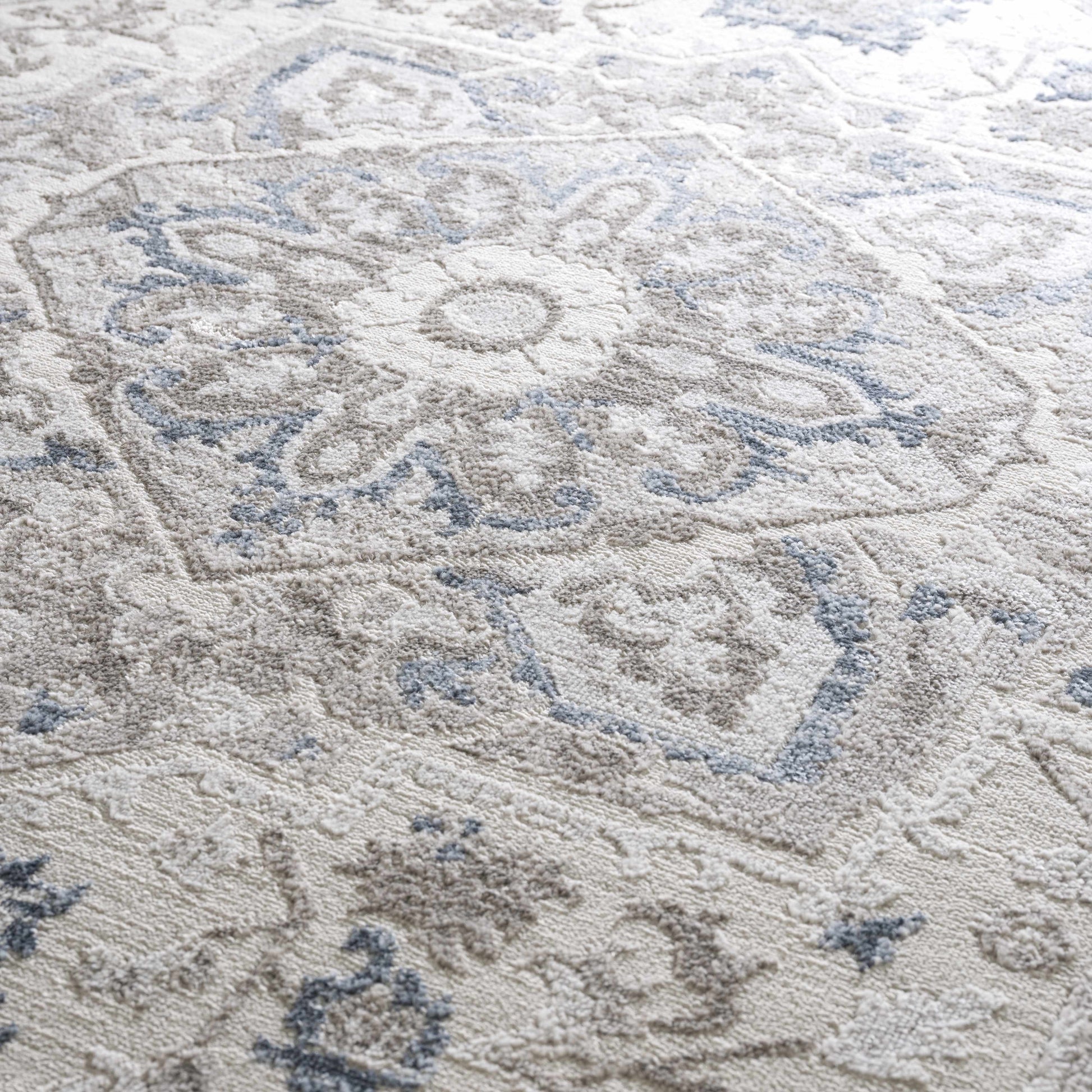 Bakir Blue Hues Gray Medallion Area Rug - Limited Edition - Boutique Rugs