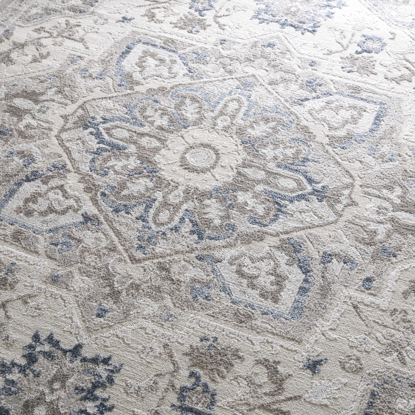 Bakir Blue Hues Gray Medallion Area Rug - Limited Edition - 5’2’’ x 7’ Rectangle - Boutique Rugs