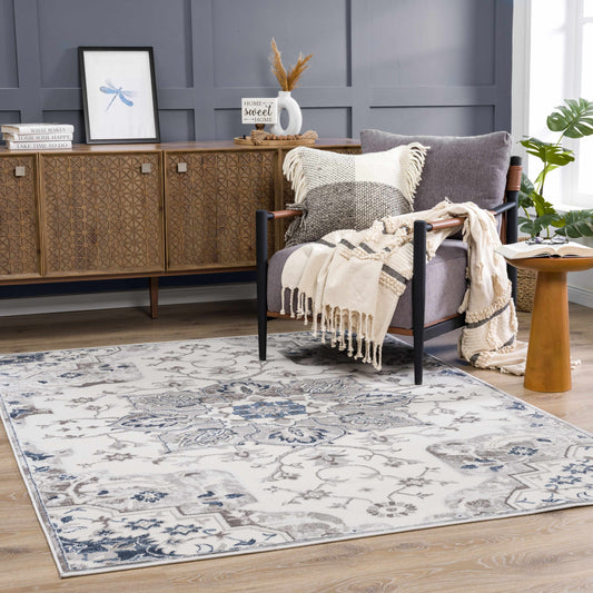 Calum Blue Floral Thick Area Rug - Limited Edition - Boutique Rugs
