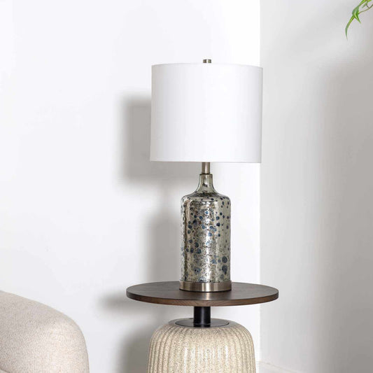 Mercury Glass Table Lamp with Drum Shade