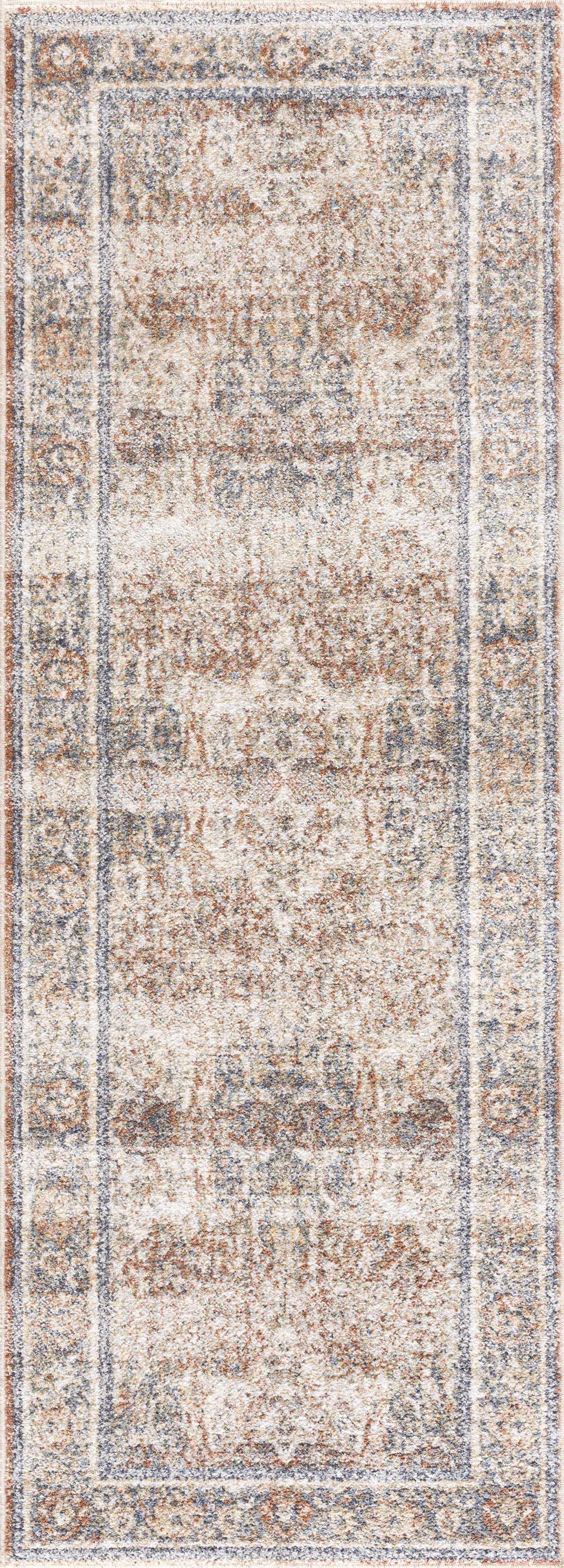Arias Beige Blue Washable Area Rug - 2’7’’ x 7’3’’ Runner - Boutique Rugs