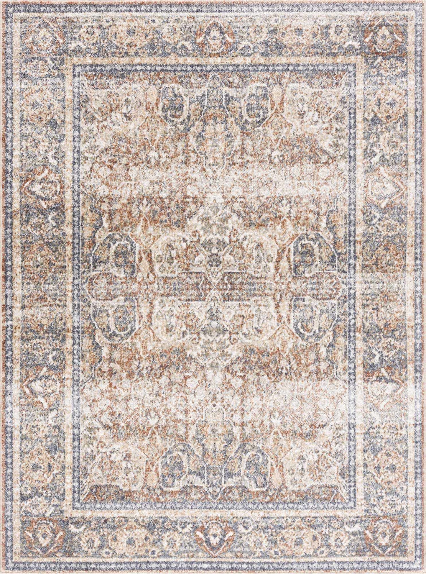 Arias Beige Blue Washable Area Rug - Boutique Rugs