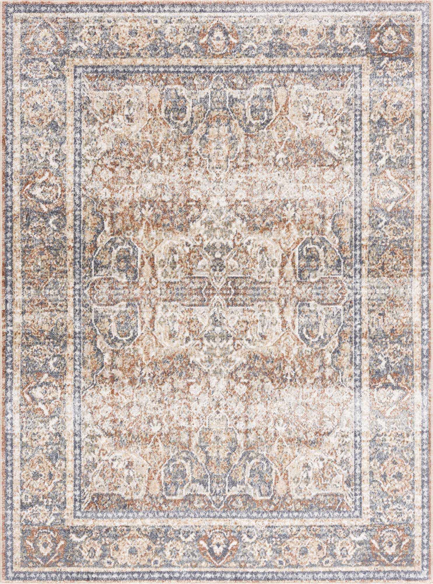 Arias Beige Blue Washable Area Rug - Boutique Rugs