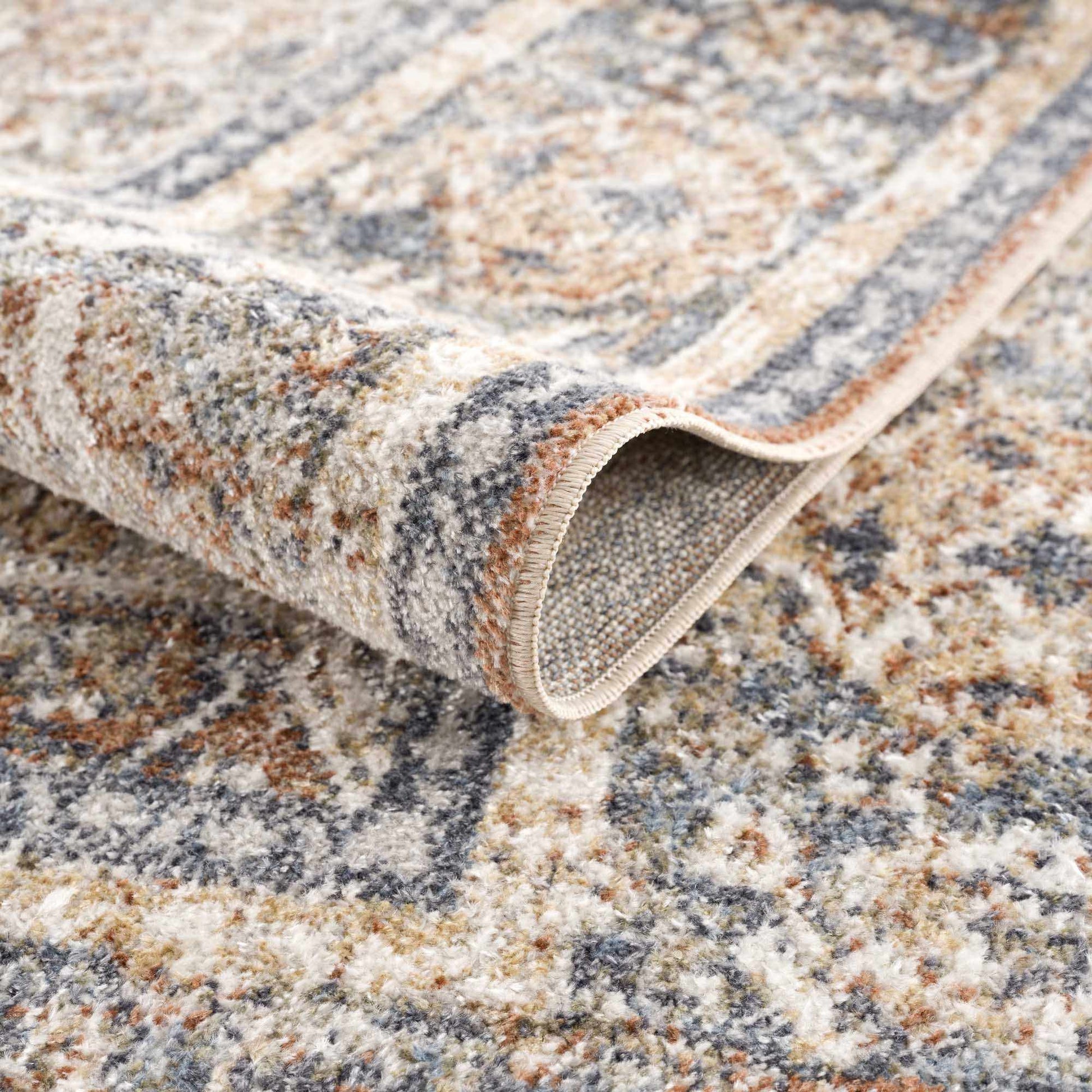 Arias Beige Blue Washable Area Rug - Boutique Rugs