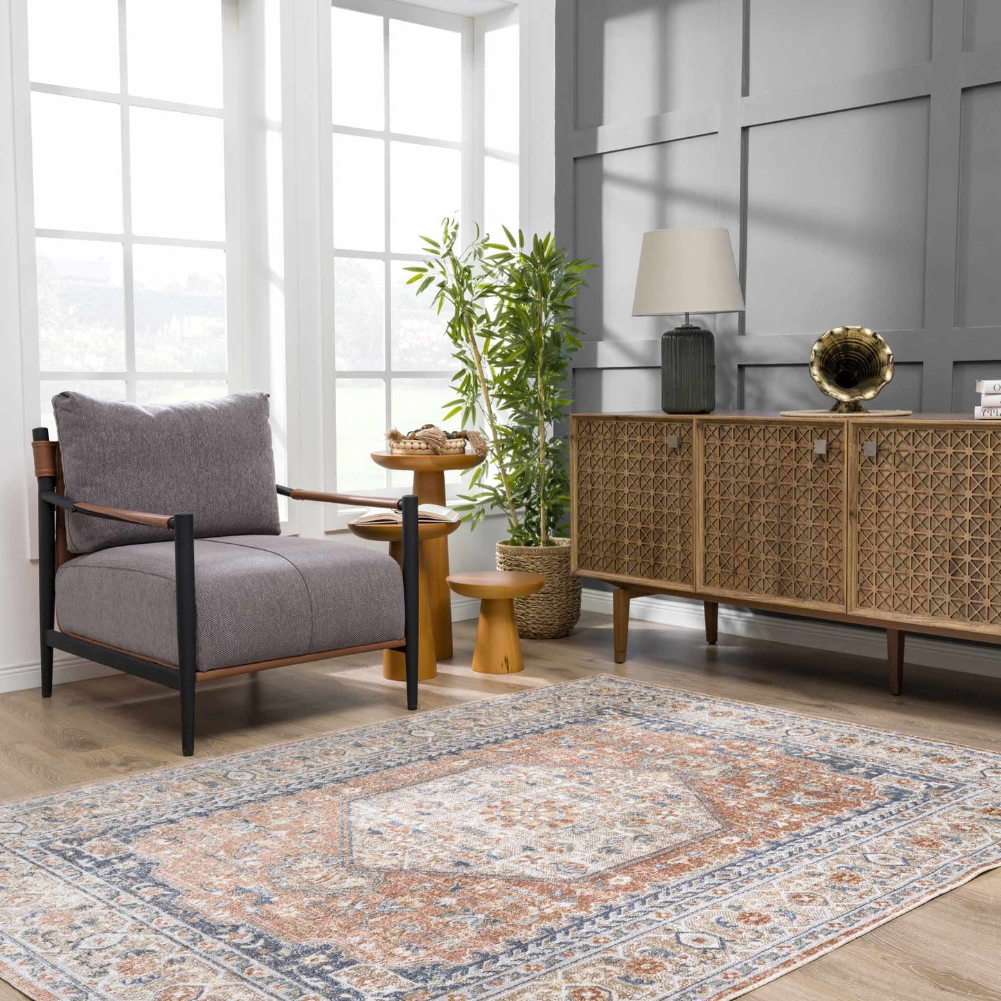 Gael Rust Washable Area Rug - Boutique Rugs