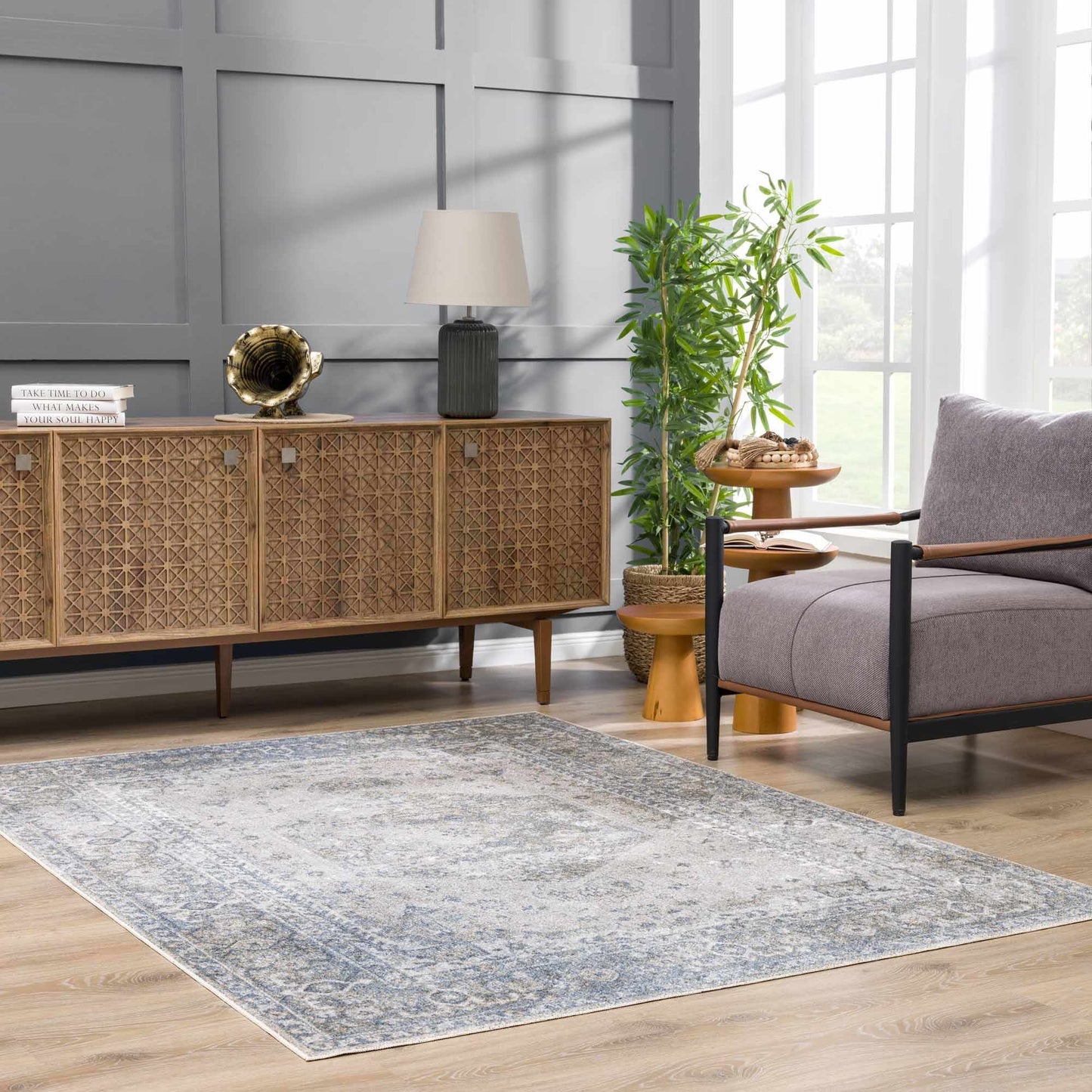 Gael Blue Washable Area Rug - Boutique Rugs