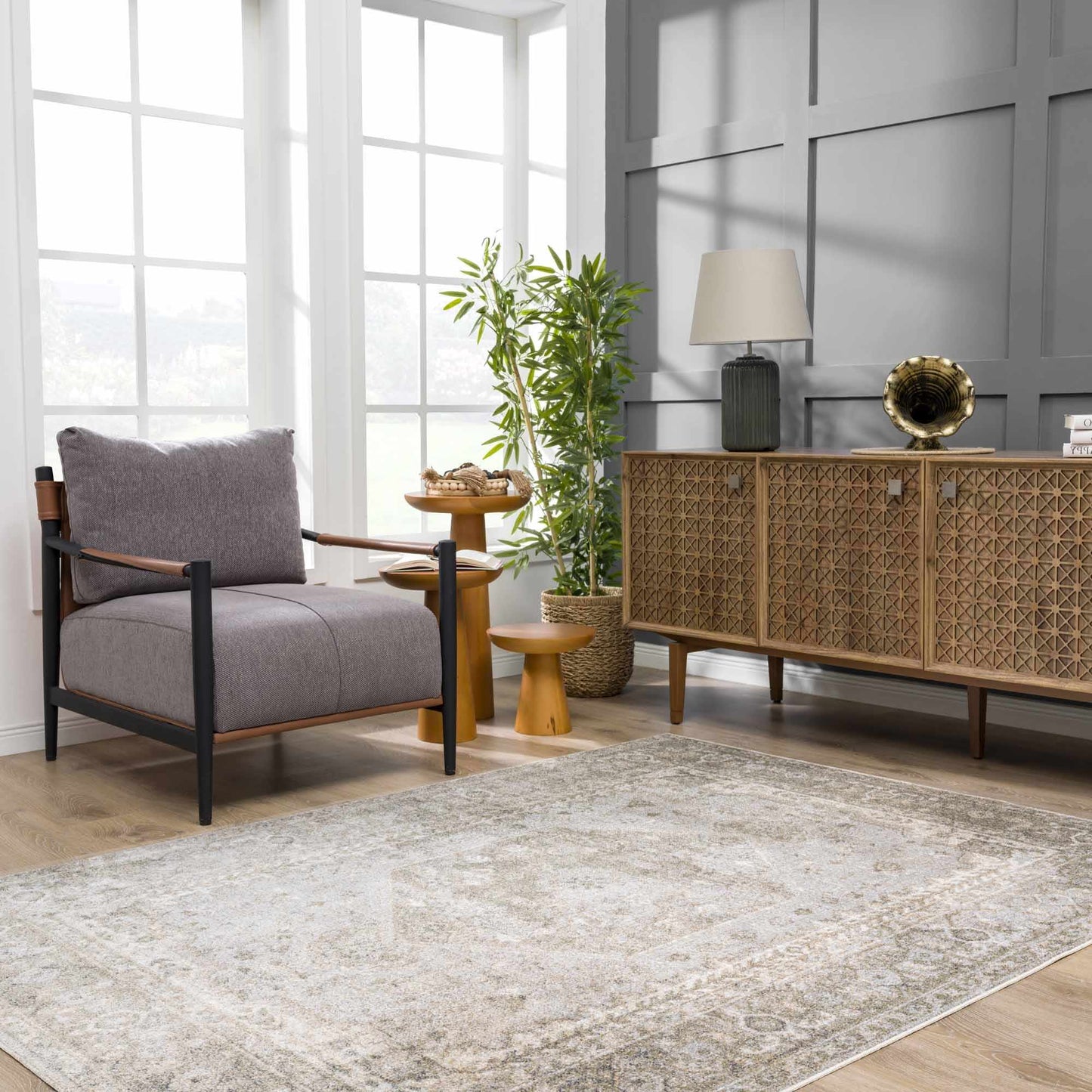 Gael Cream Washable Area Rug - 5’3’’ x 7’ Rectangle - Boutique Rugs