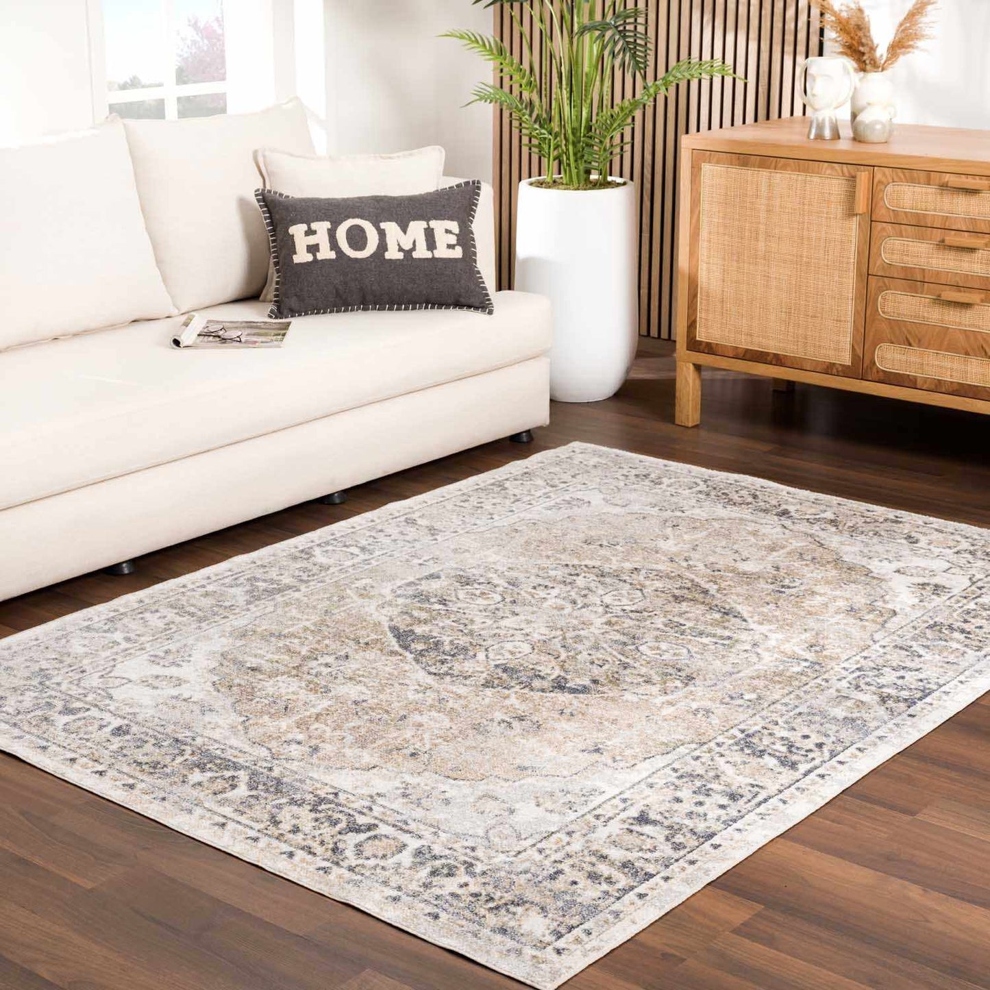 Tapis lavable beige Rudo