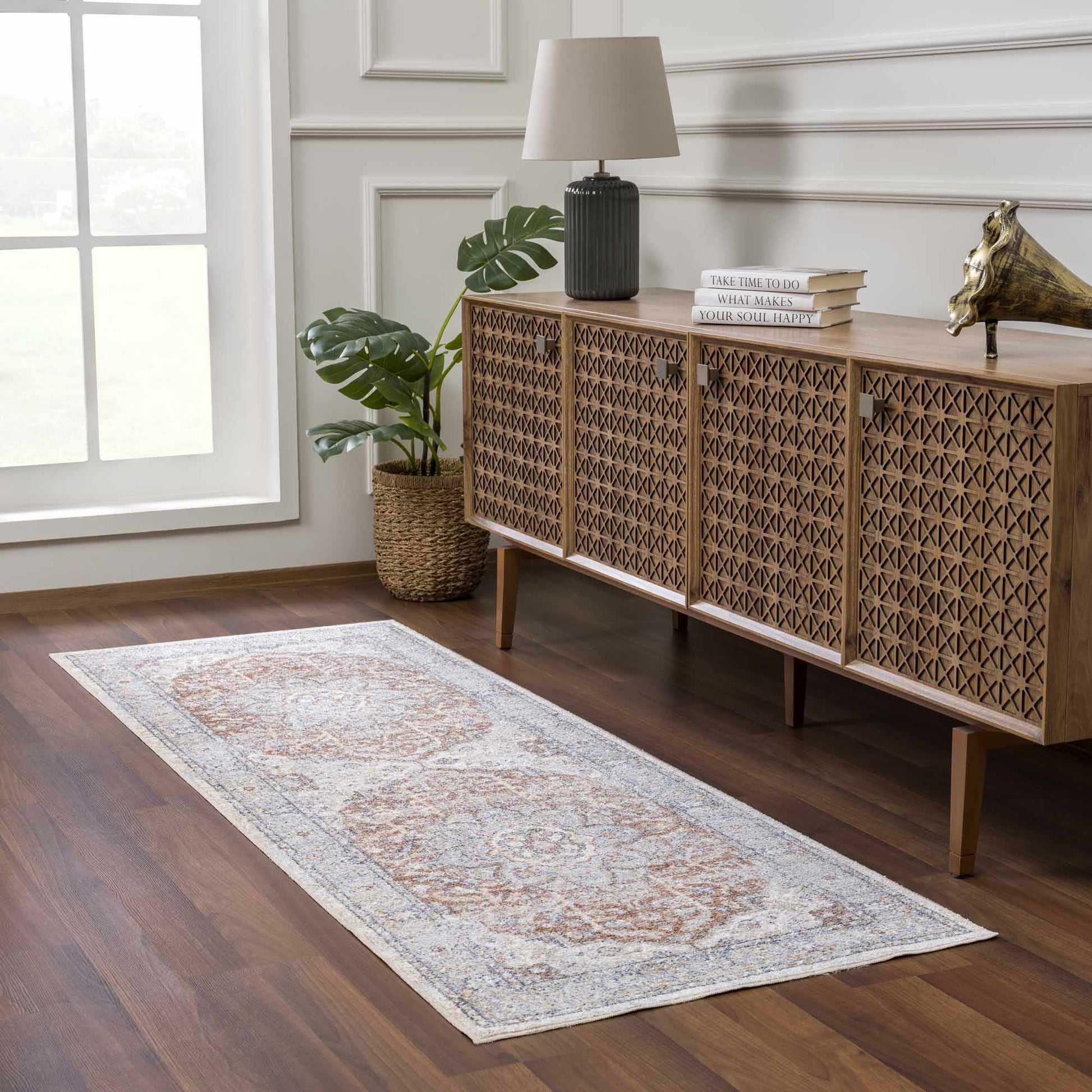 Emke Cream Washable Area Rug - Boutique Rugs