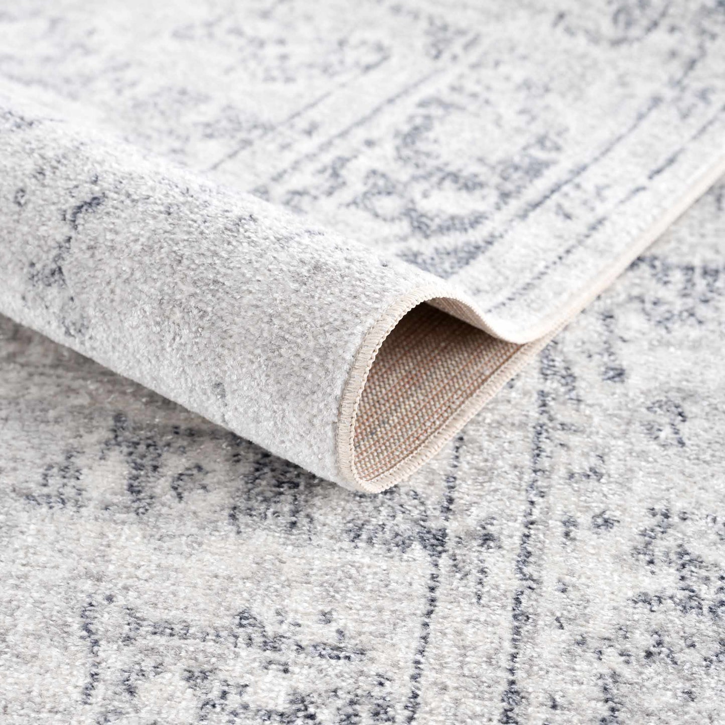 Akram Cream & Antrasit Washable Area Rug - Boutique Rugs