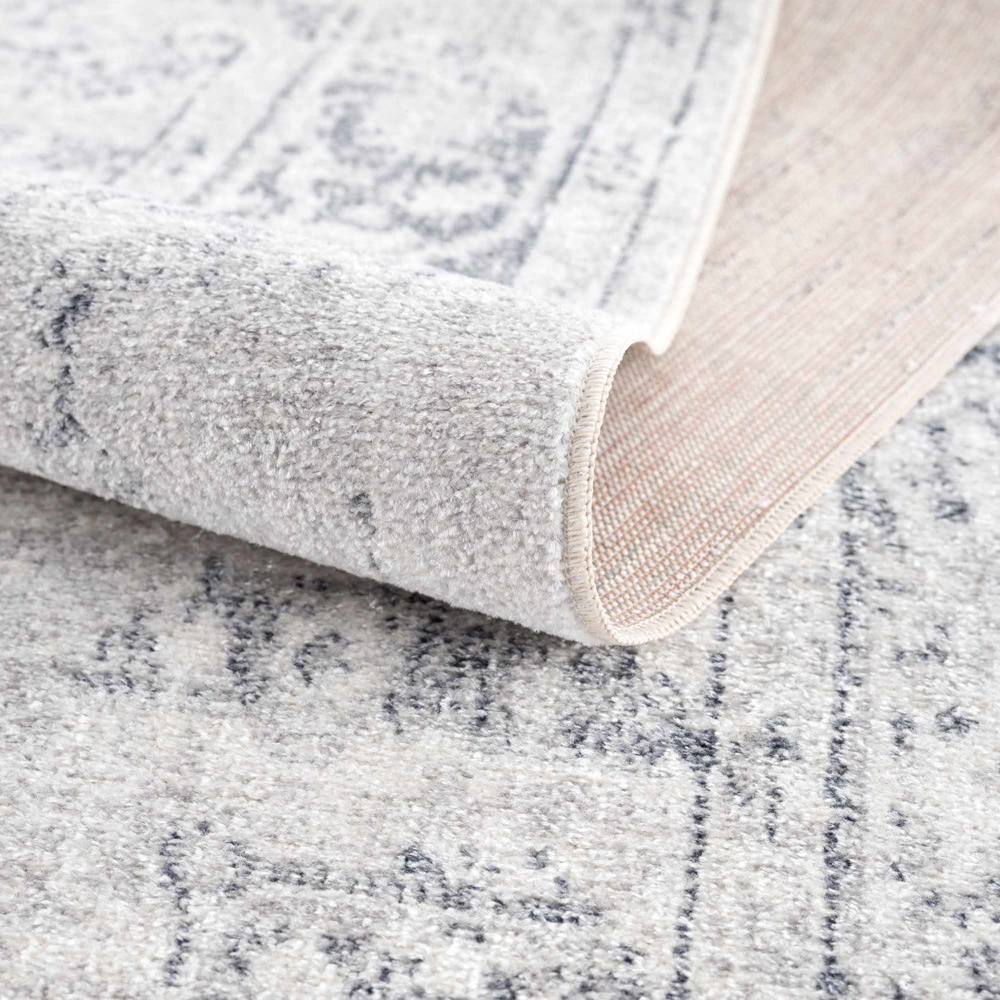 Akram Cream & Antrasit Washable Area Rug - Boutique Rugs