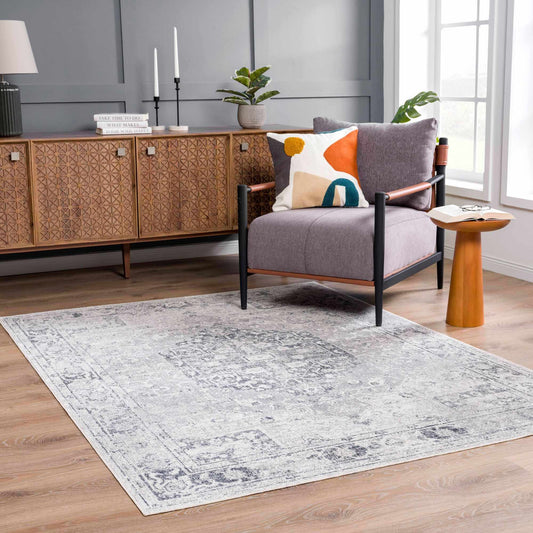 Akram Cream & Antrasit Washable Area Rug - Boutique Rugs