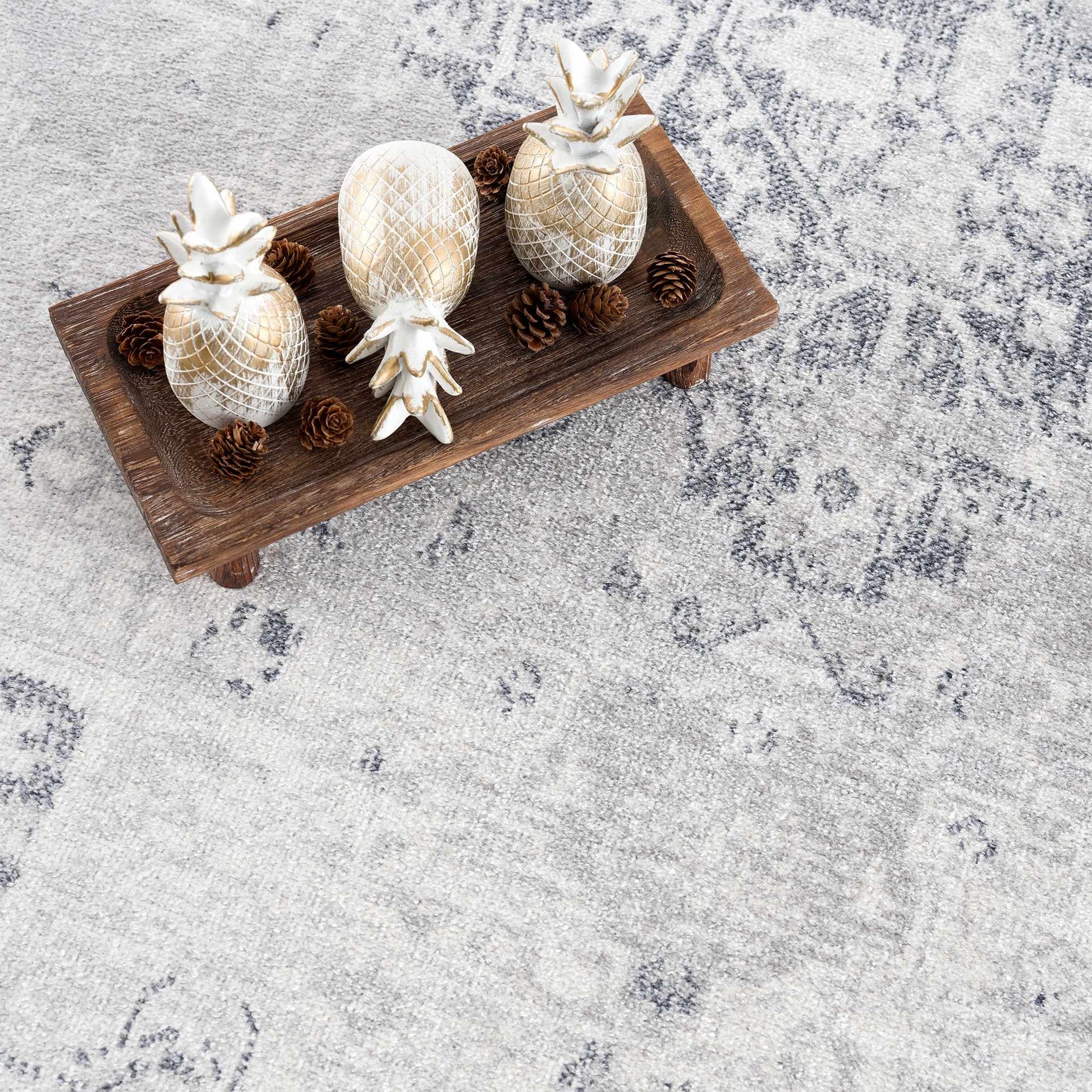 Akram Cream & Antrasit Washable Area Rug - Boutique Rugs