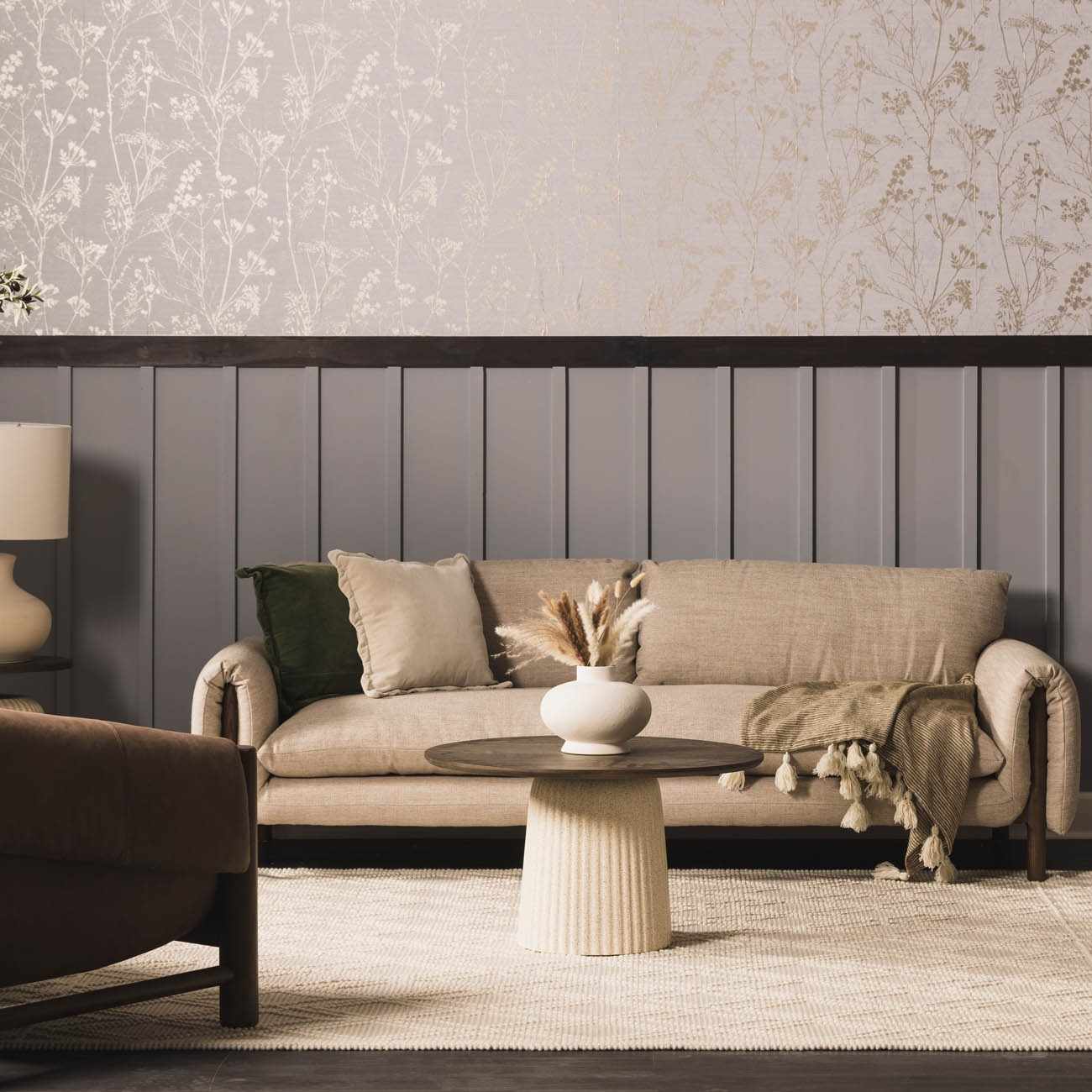 Ramsbury Beige Trellis Wool Rug - Boutique Rugs