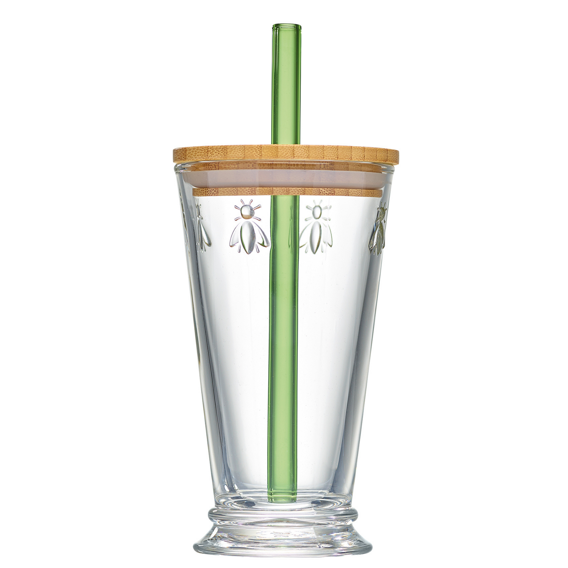 Bee Smoothie Glass with Bamboo Lid and Straw - La Rochere NA