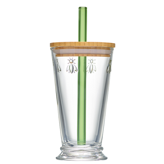 Bee Smoothie Glass with Bamboo Lid and Straw - La Rochere NA
