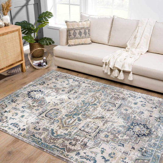 Cabacungan Gray & Blue Washable Area Rug - 5’3’’ x 7’ Rectangle - Boutique Rugs