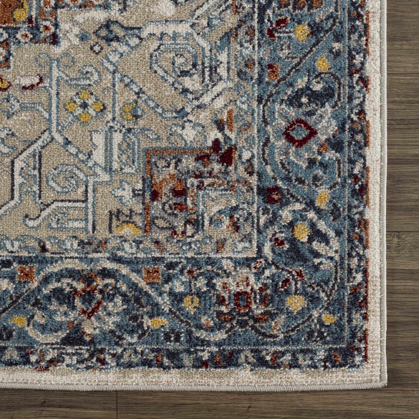 Cabacungan Blue & Rust Washable Area Rug - Clearance - Boutique Rugs
